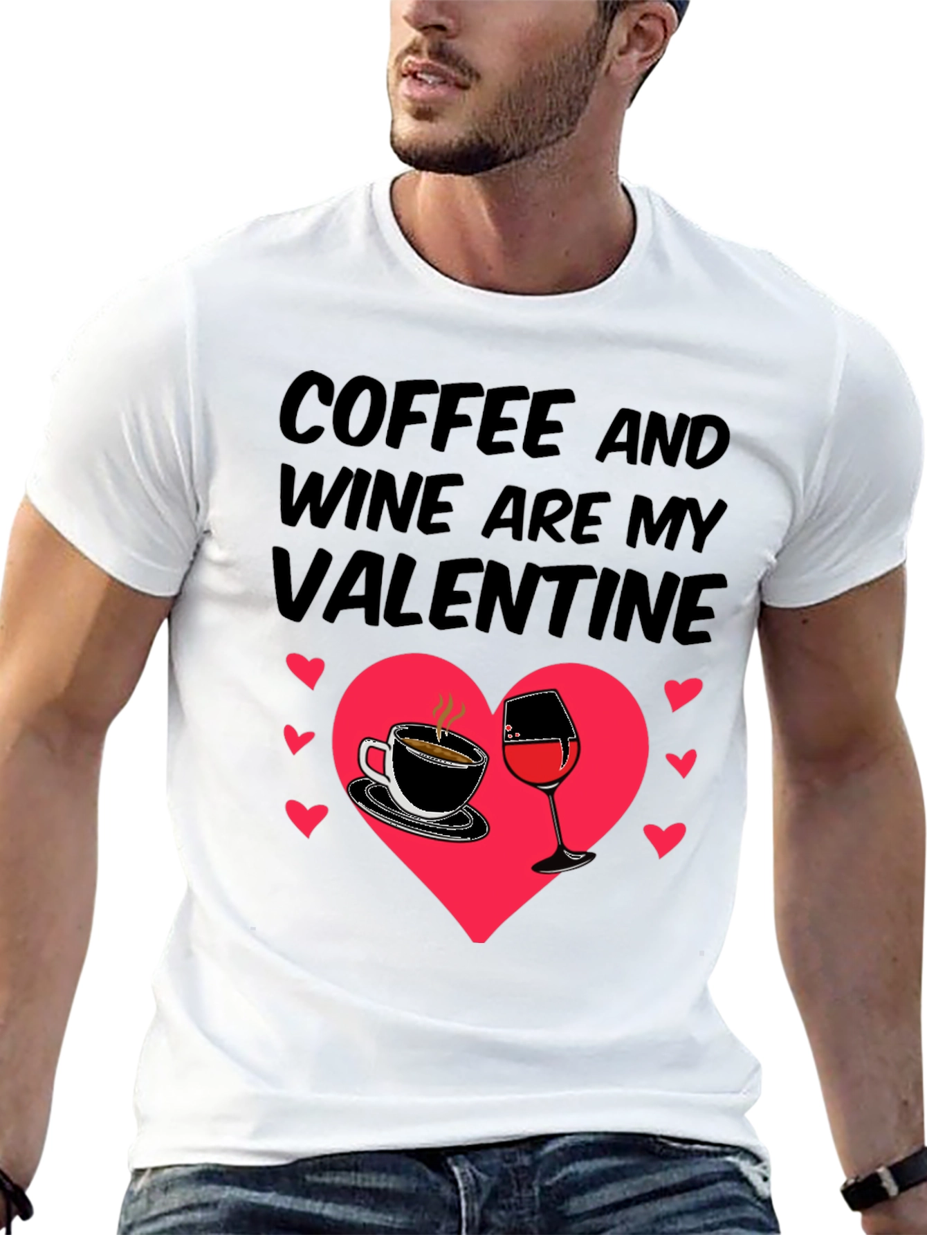 Coffee and Wine Valentines Day Graphic Tee