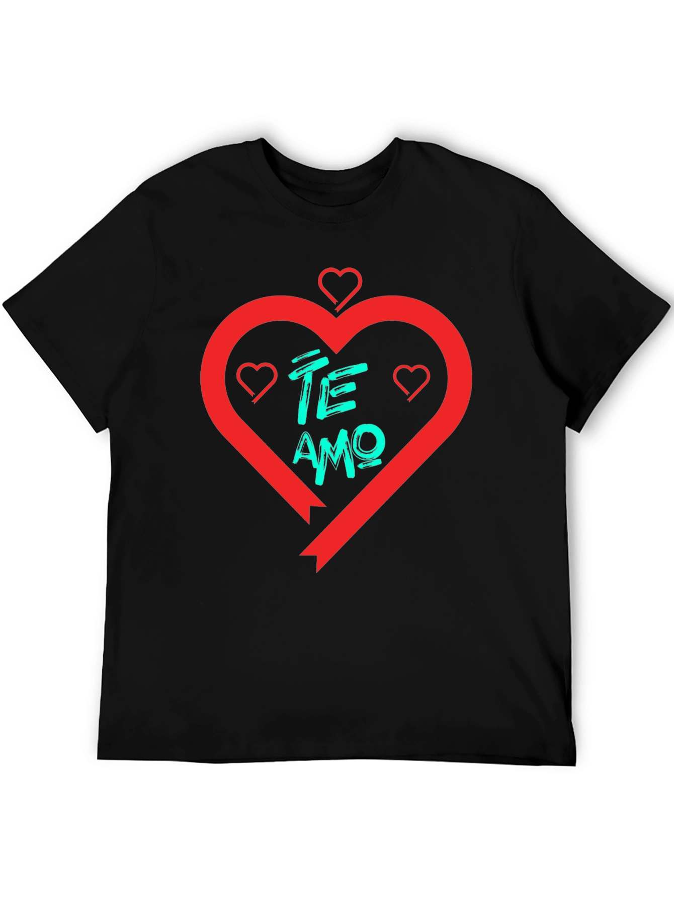 Te Amo Heart T-Shirt - Black