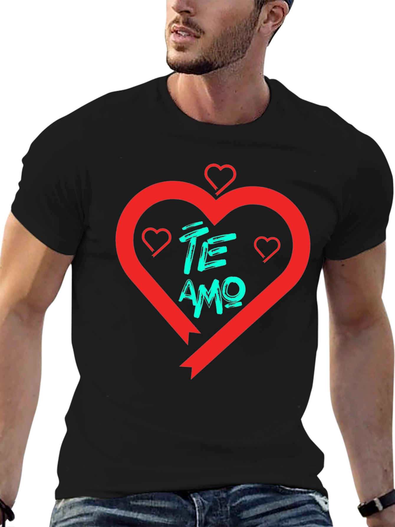 Te Amo Heart T-Shirt - Black