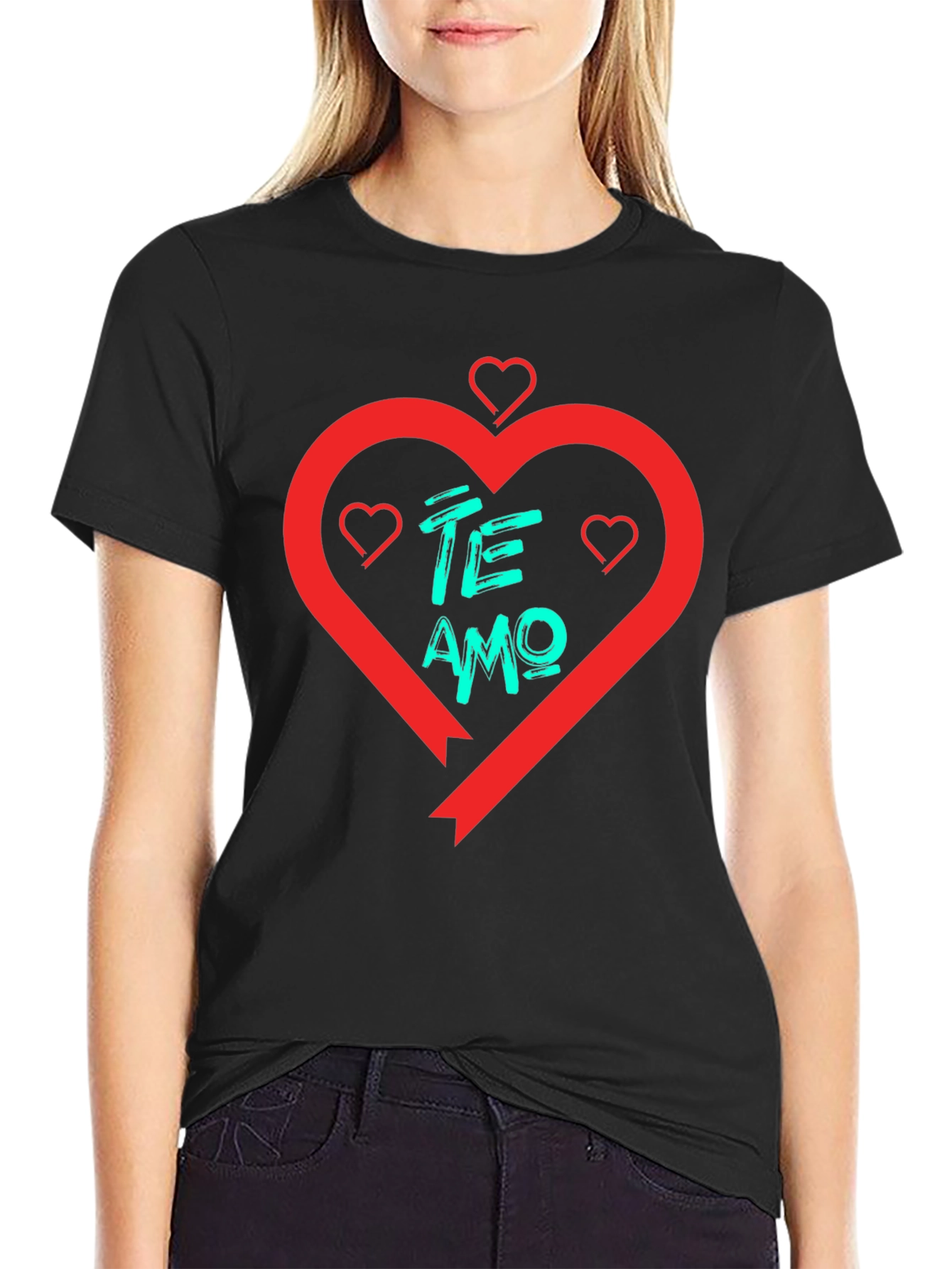 Te Amo Heart T-Shirt - Black