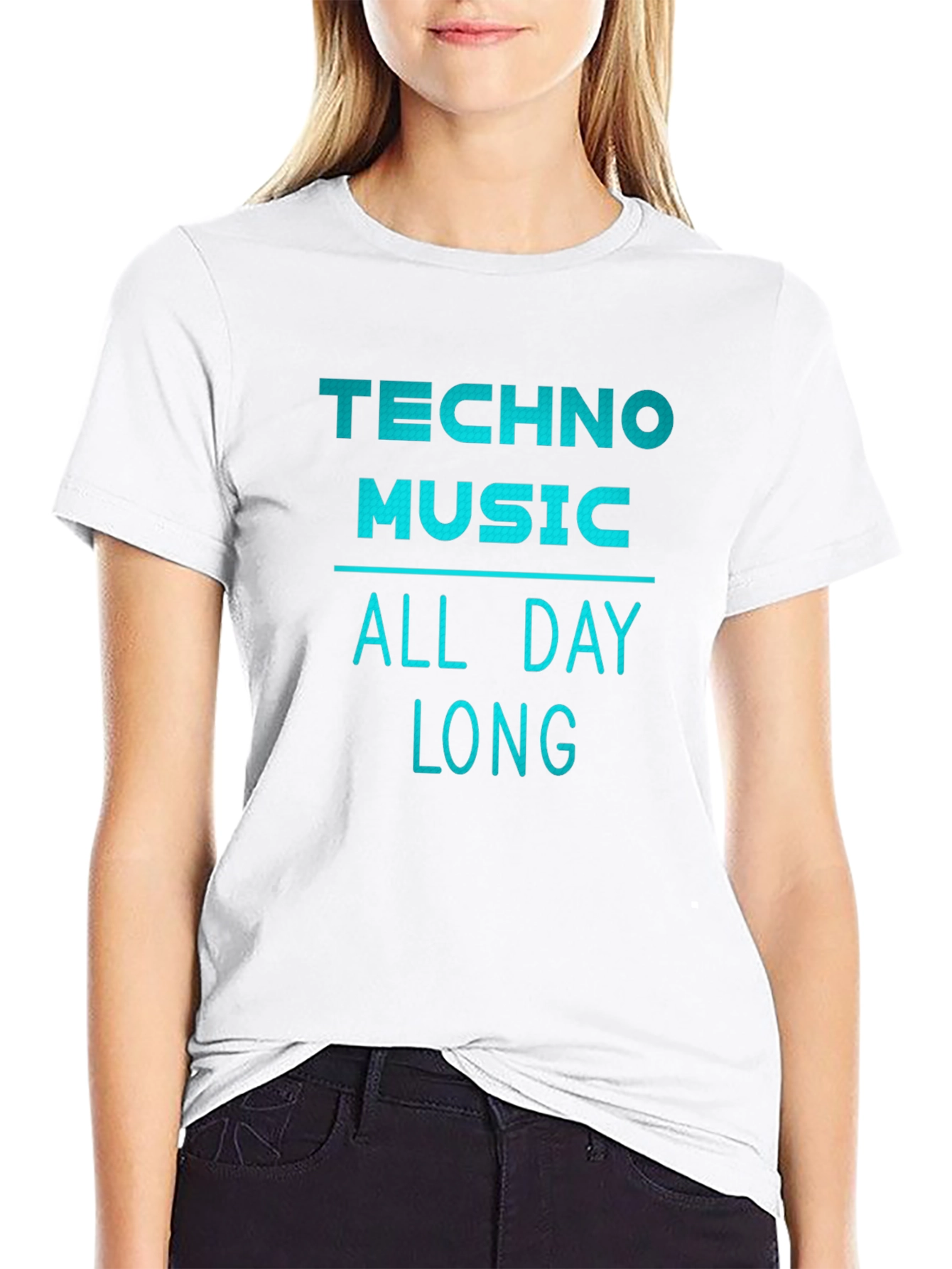Techno Music All Day Long Graphic Tee - Black