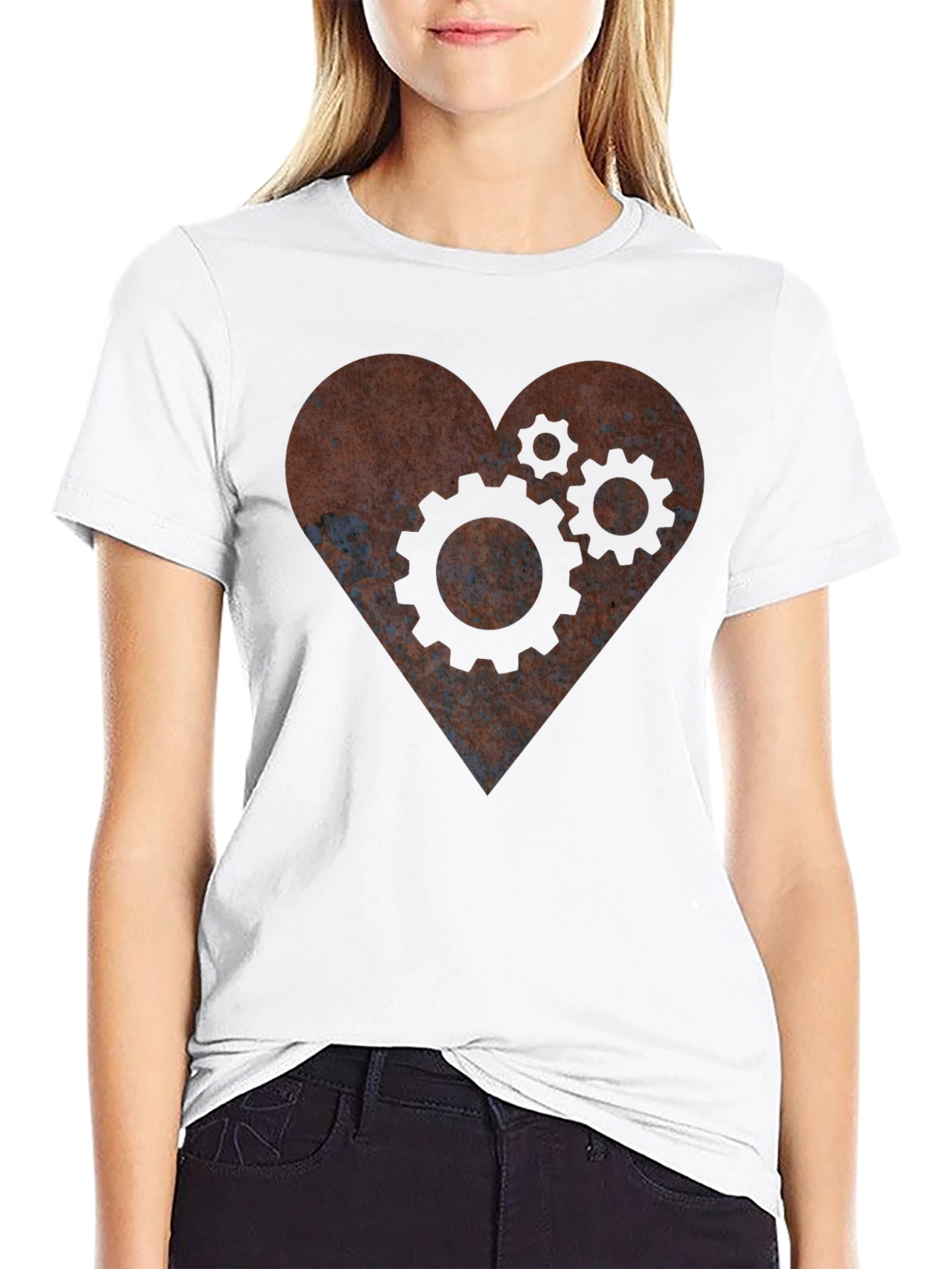 Steampunk Heart Gear T-Shirt - Mechanical Love