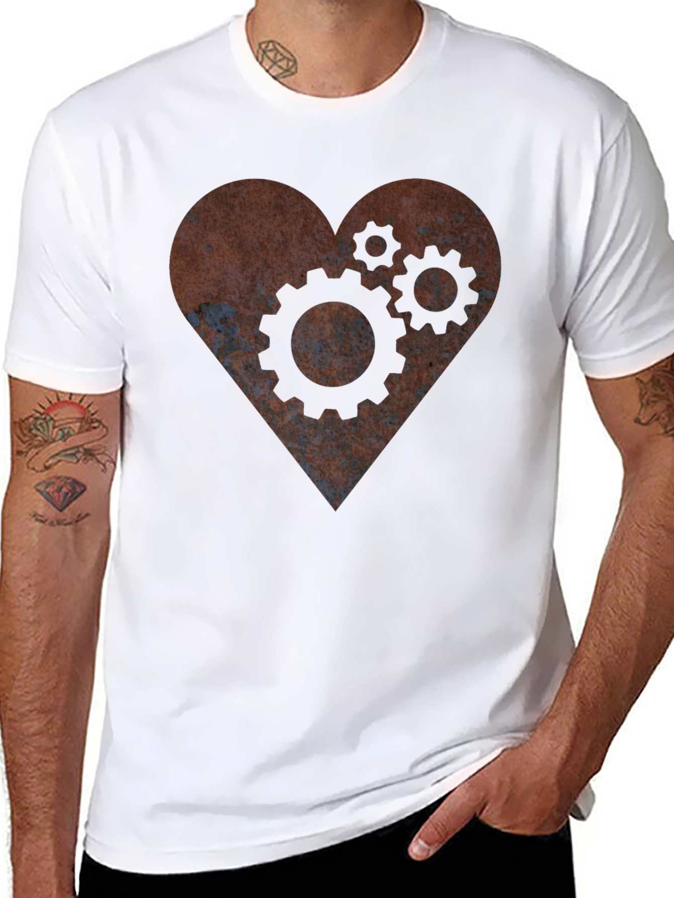 Steampunk Heart Gear T-Shirt - Mechanical Love