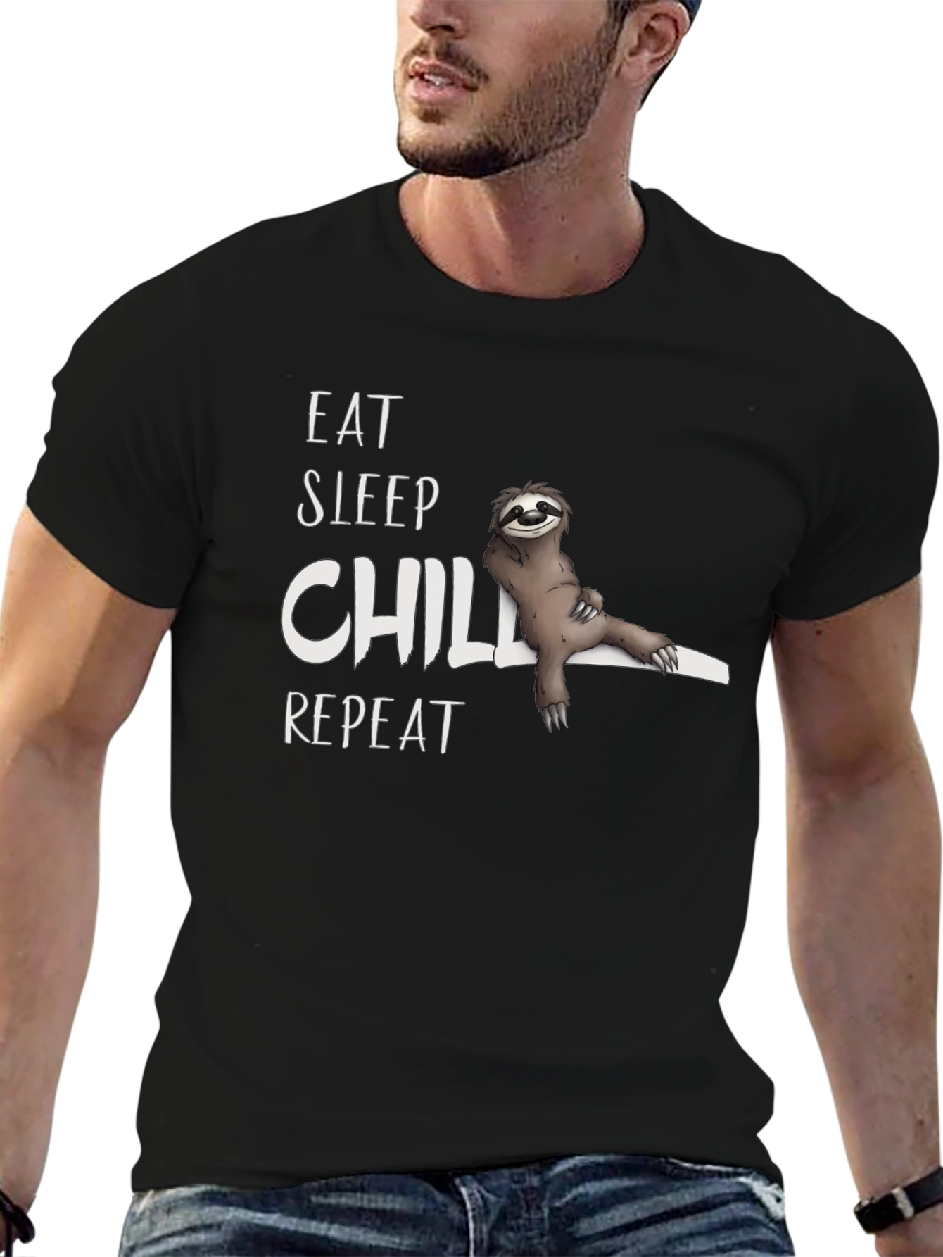 Eat Sleep Chill Repeat Sloth Graphic Tee
