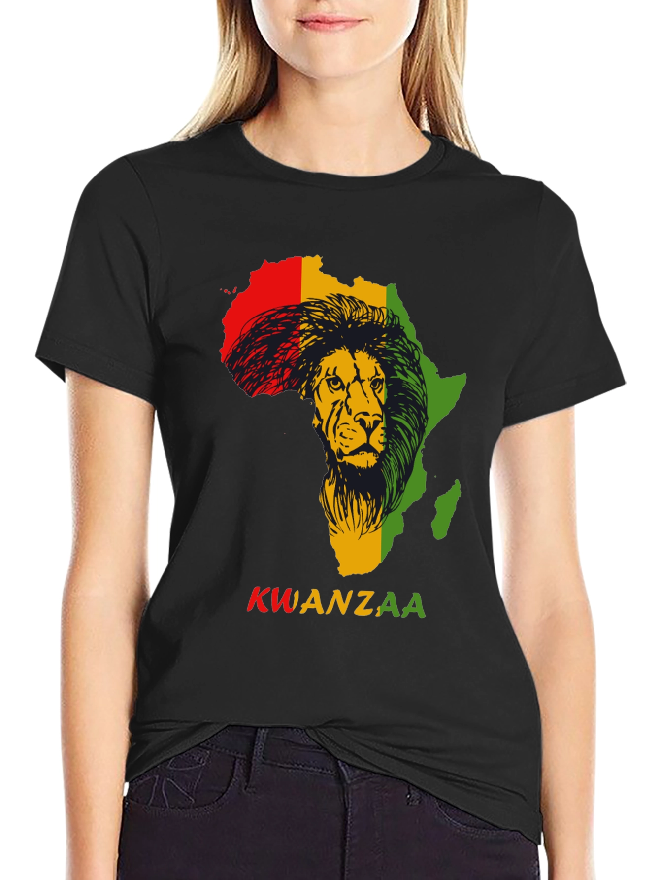 Kwanzaa Africa Lion Black T-Shirt