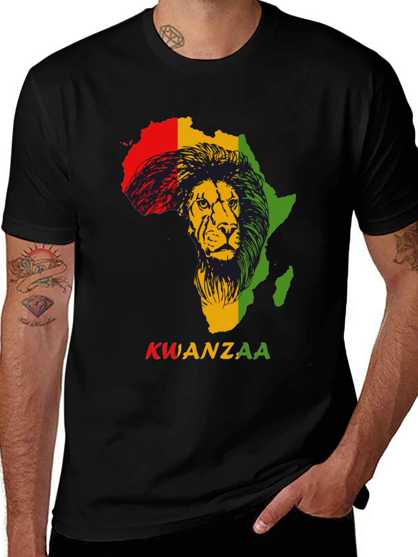 Kwanzaa Africa Lion Black T-Shirt