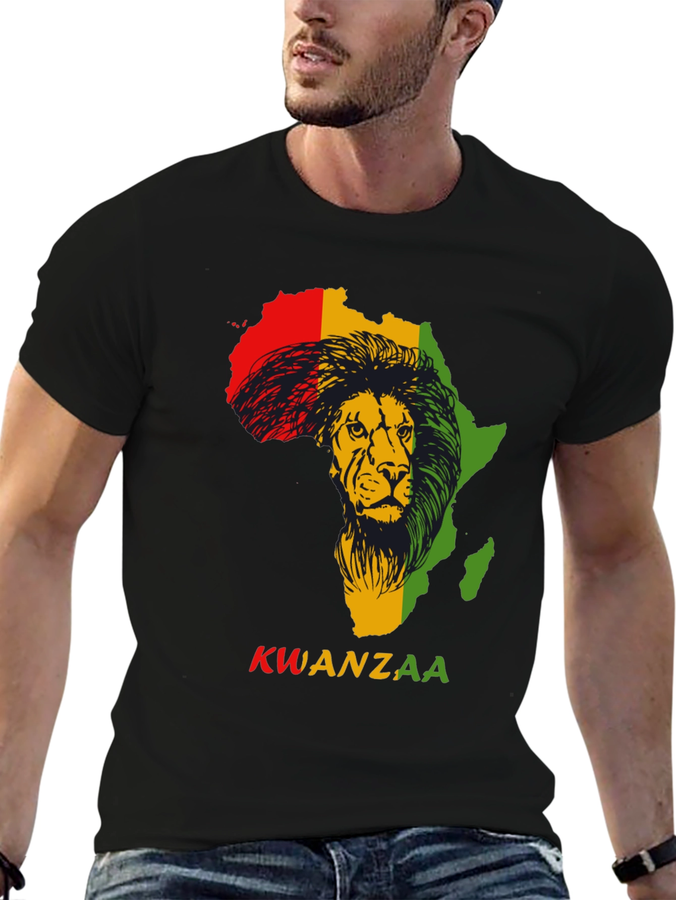 Kwanzaa Africa Lion Black T-Shirt