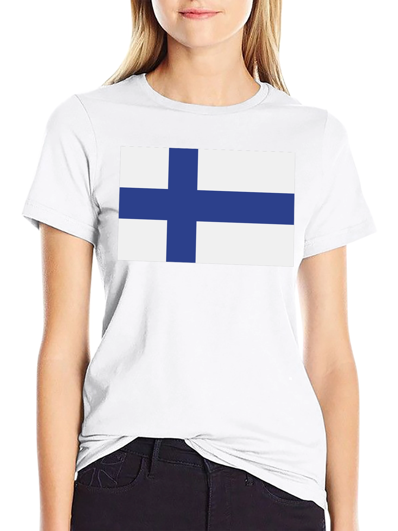 Finland Flag T-Shirt - Black Crew Neck Tee