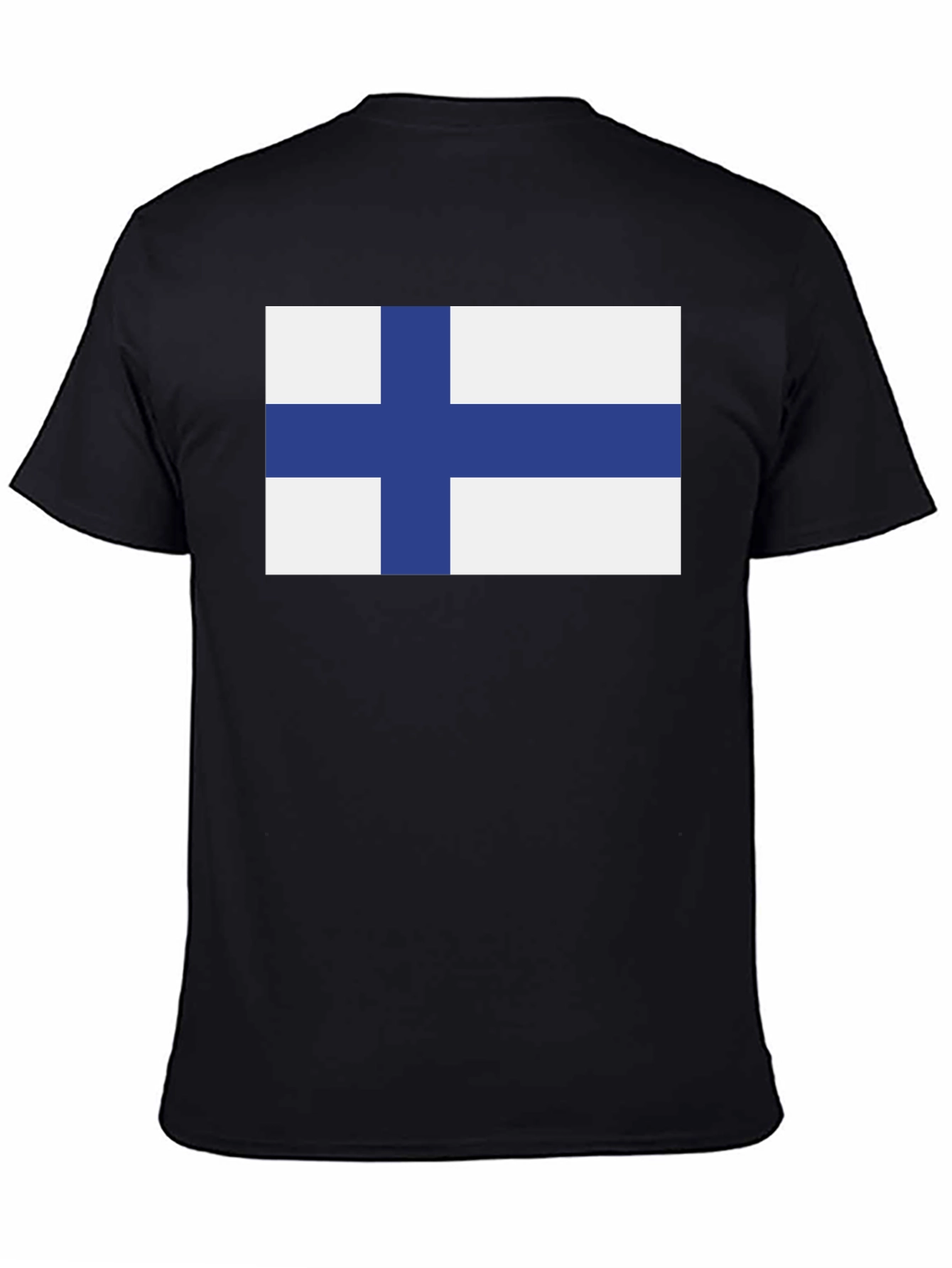 Finland Flag T-Shirt - Black Crew Neck Tee
