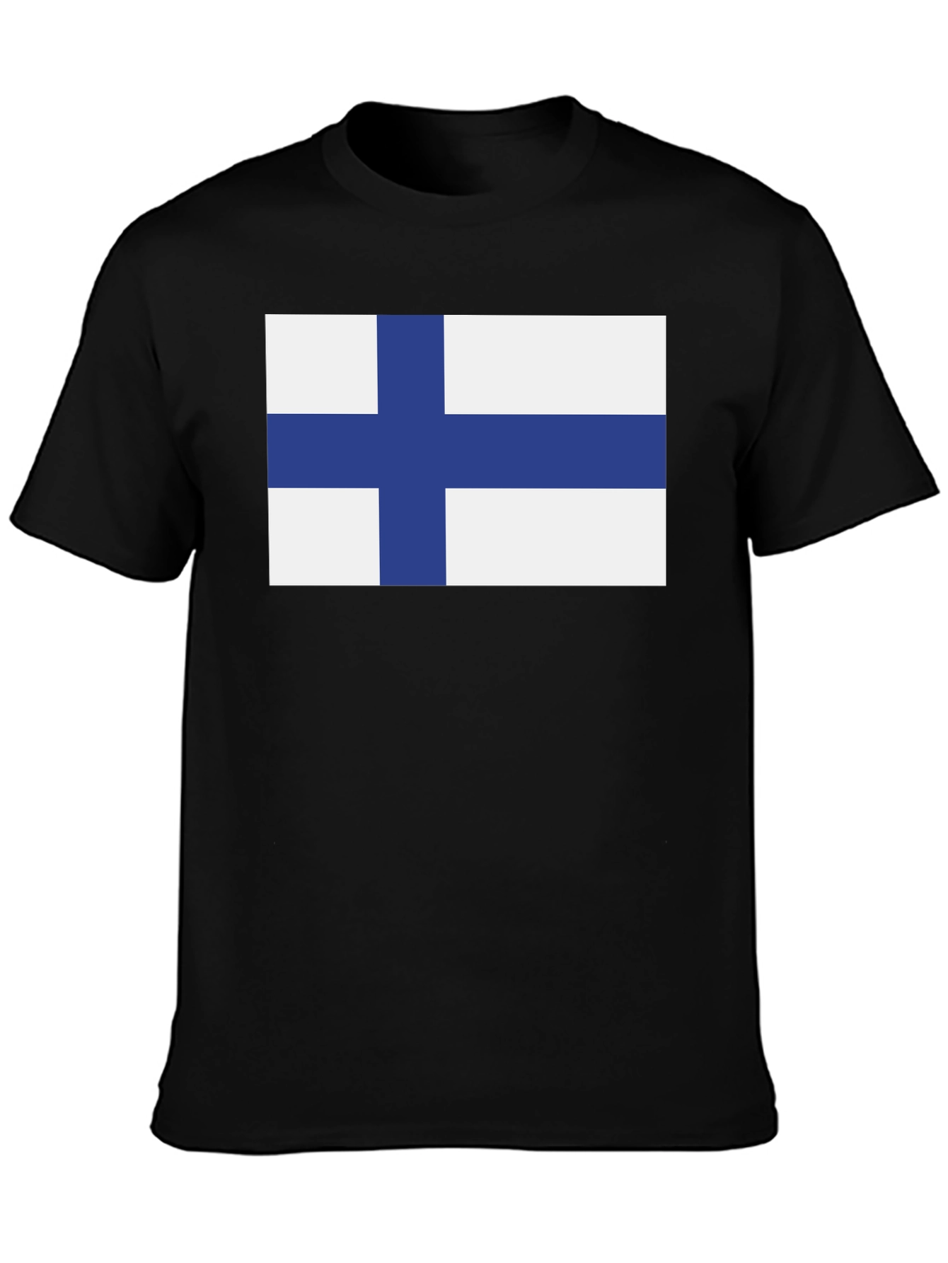 Finland Flag T-Shirt - Black Crew Neck Tee