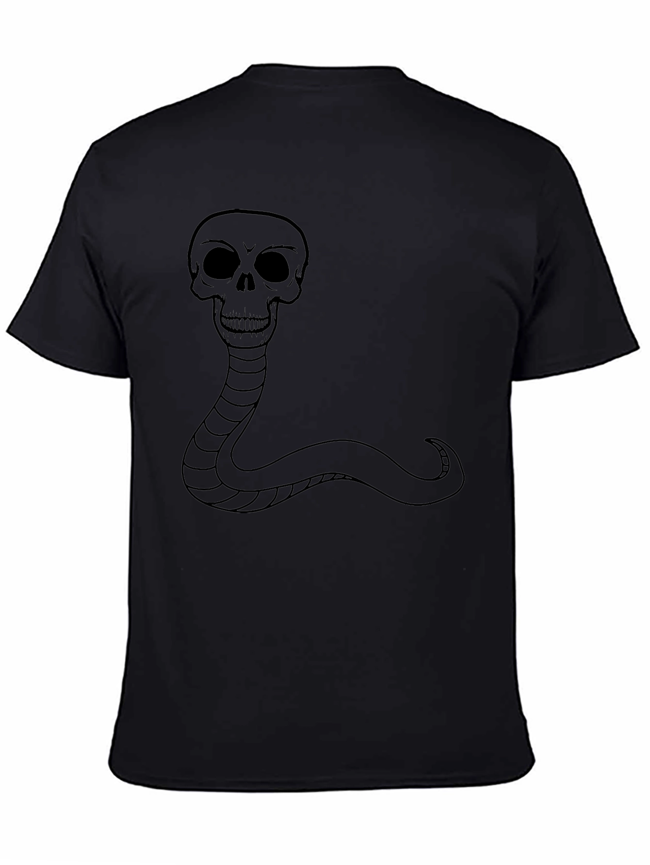 Skull Snake Graphic T-Shirt - Black Cotton Tee