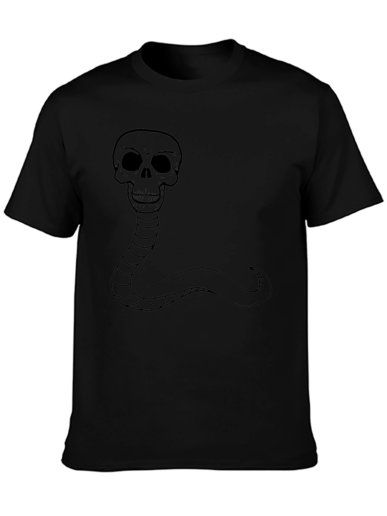 Skull Snake Graphic T-Shirt - Black Cotton Tee