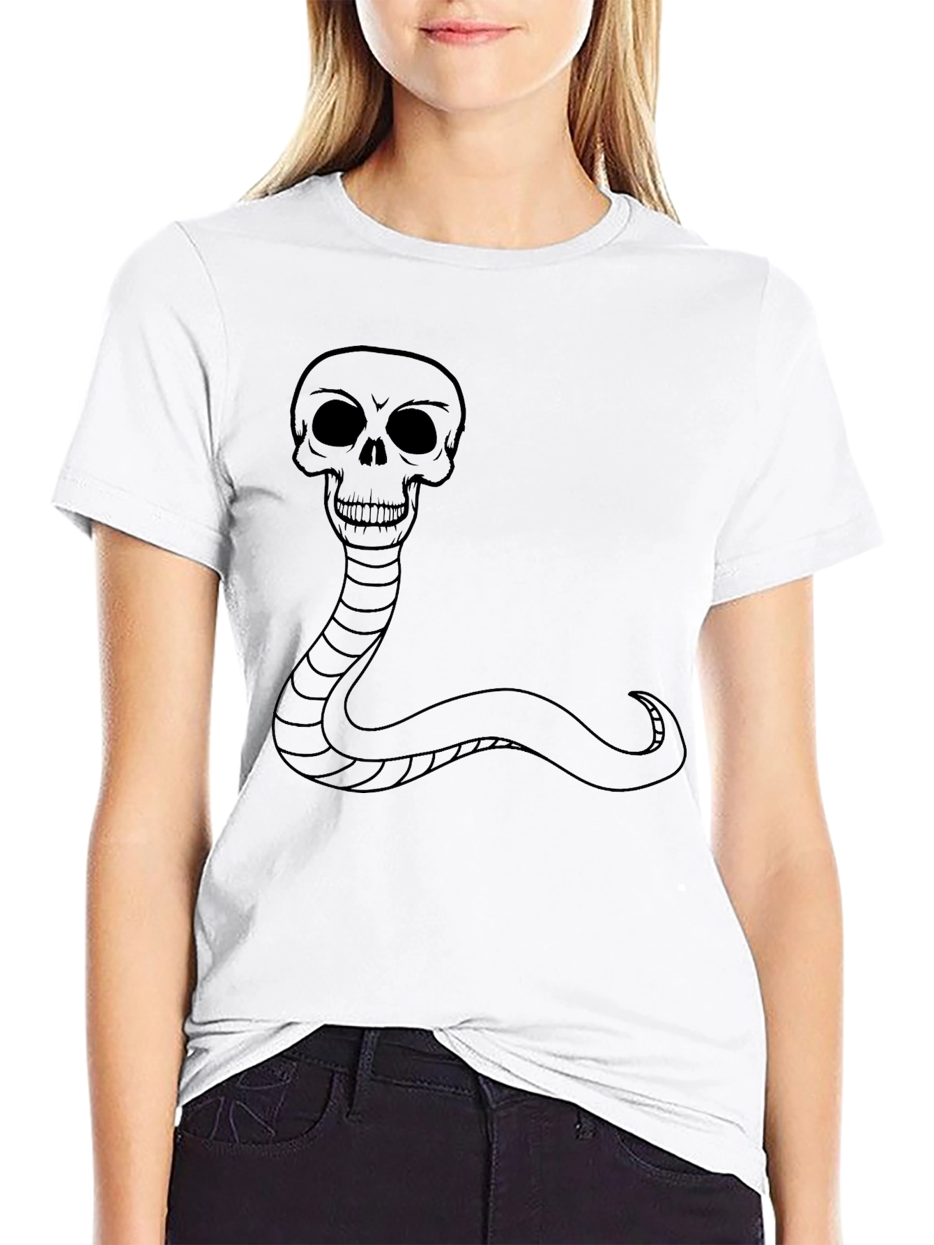 Skull Snake Graphic T-Shirt - Black Cotton Tee
