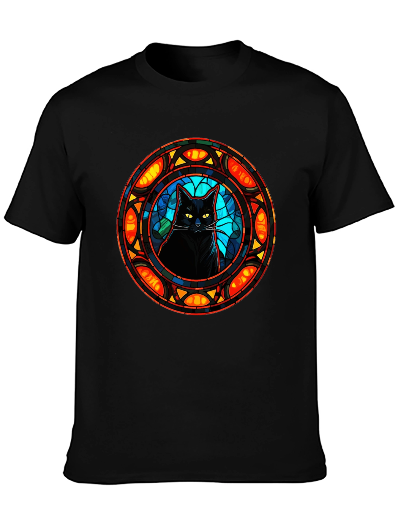 Stained Glass Cat Graphic Tee - Stylish Comfort
