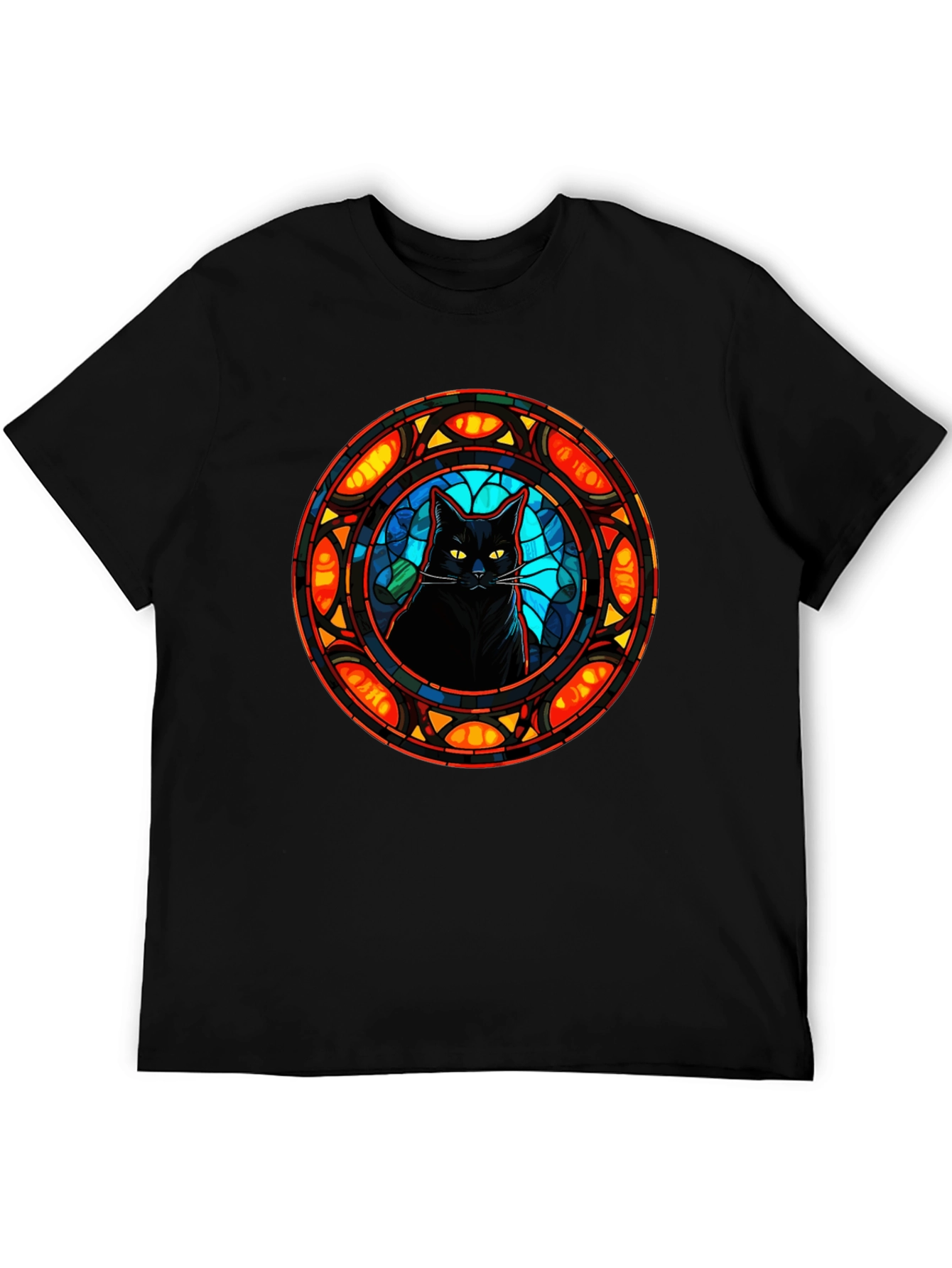 Stained Glass Cat Graphic Tee - Stylish Comfort