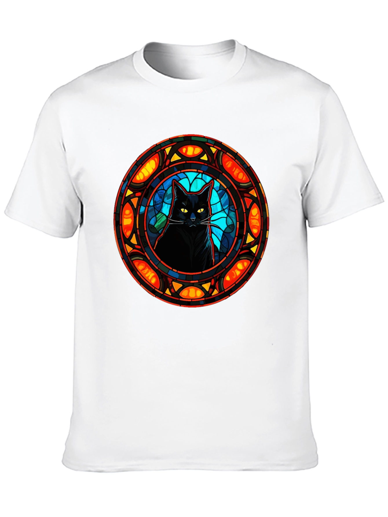 Stained Glass Cat Graphic Tee - Stylish Comfort