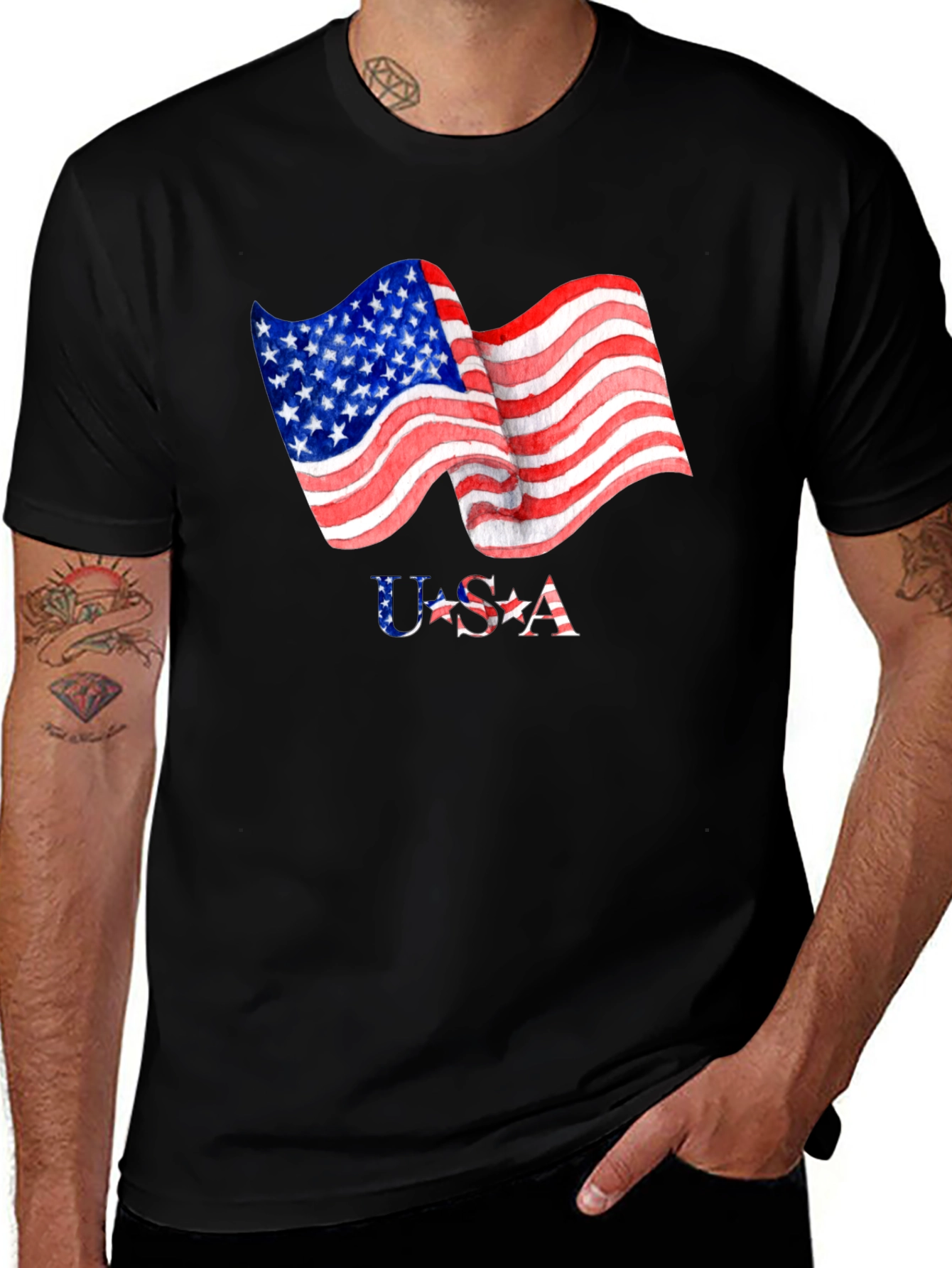 USA Flag Graphic Print T-Shirt