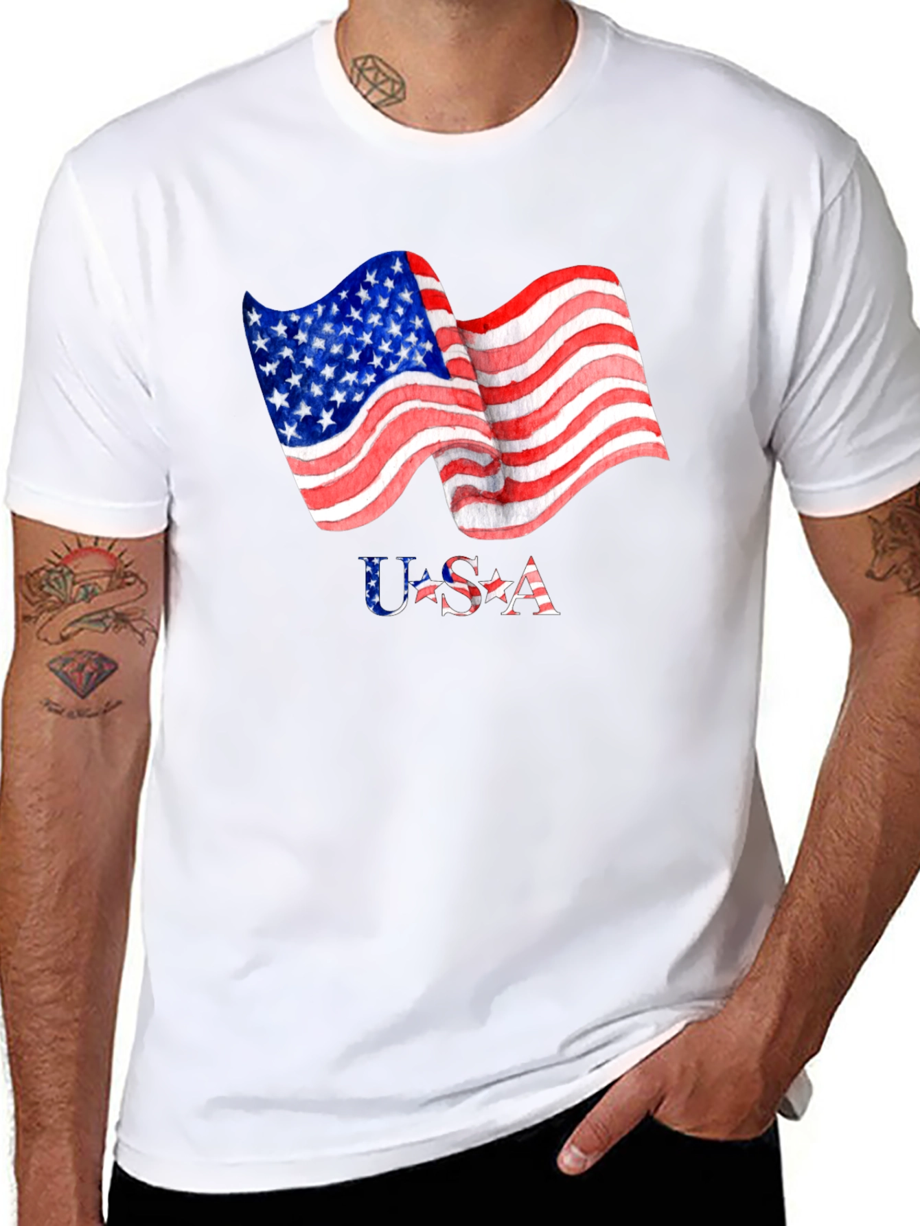 USA Flag Graphic Print T-Shirt