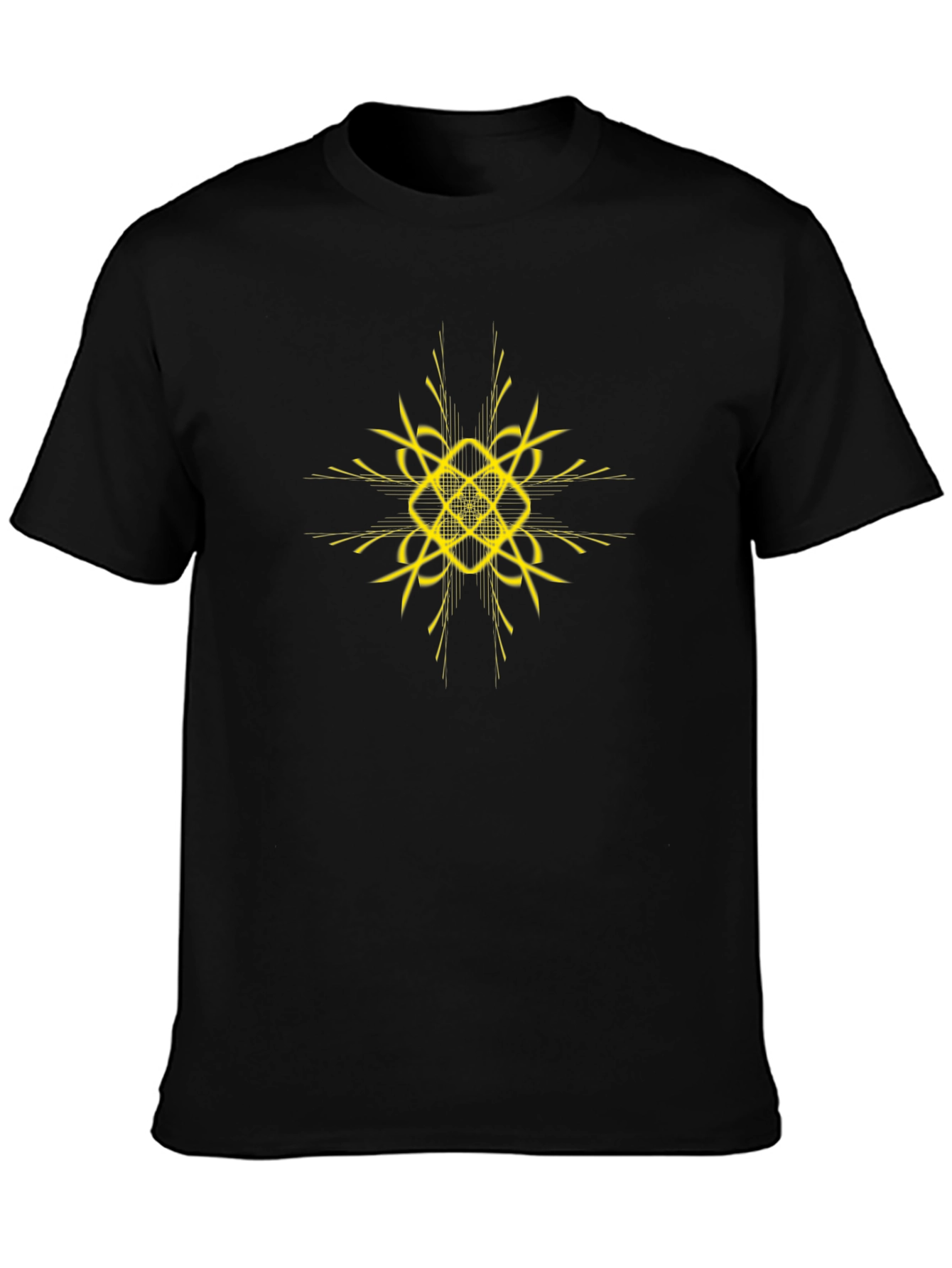Black T-Shirt with Abstract Gold Design