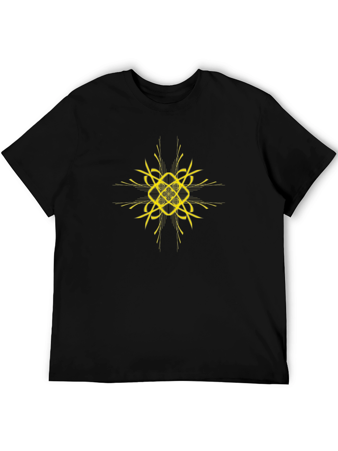 Black T-Shirt with Abstract Gold Design