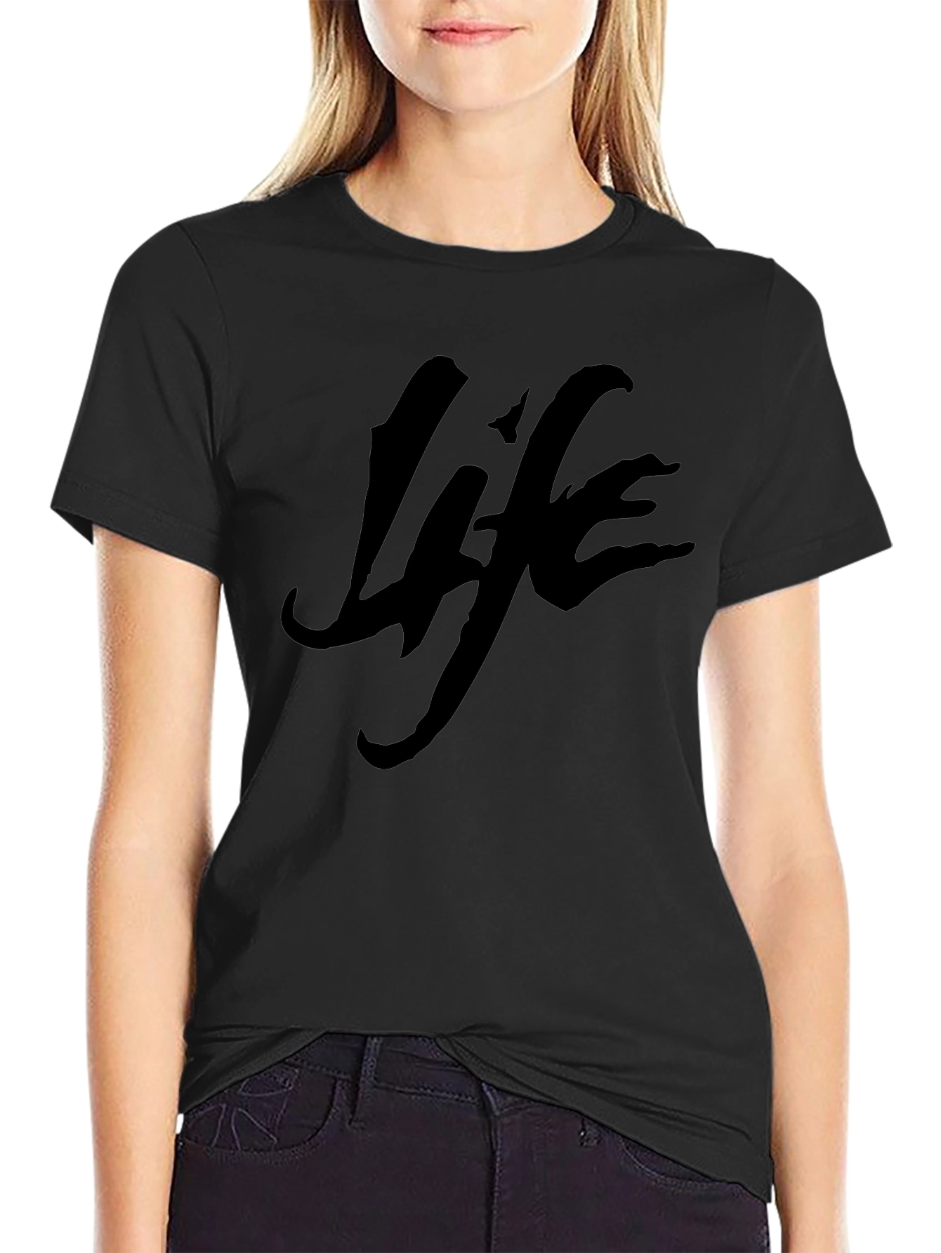 Life Graphic Tee - Black Casual T-Shirt