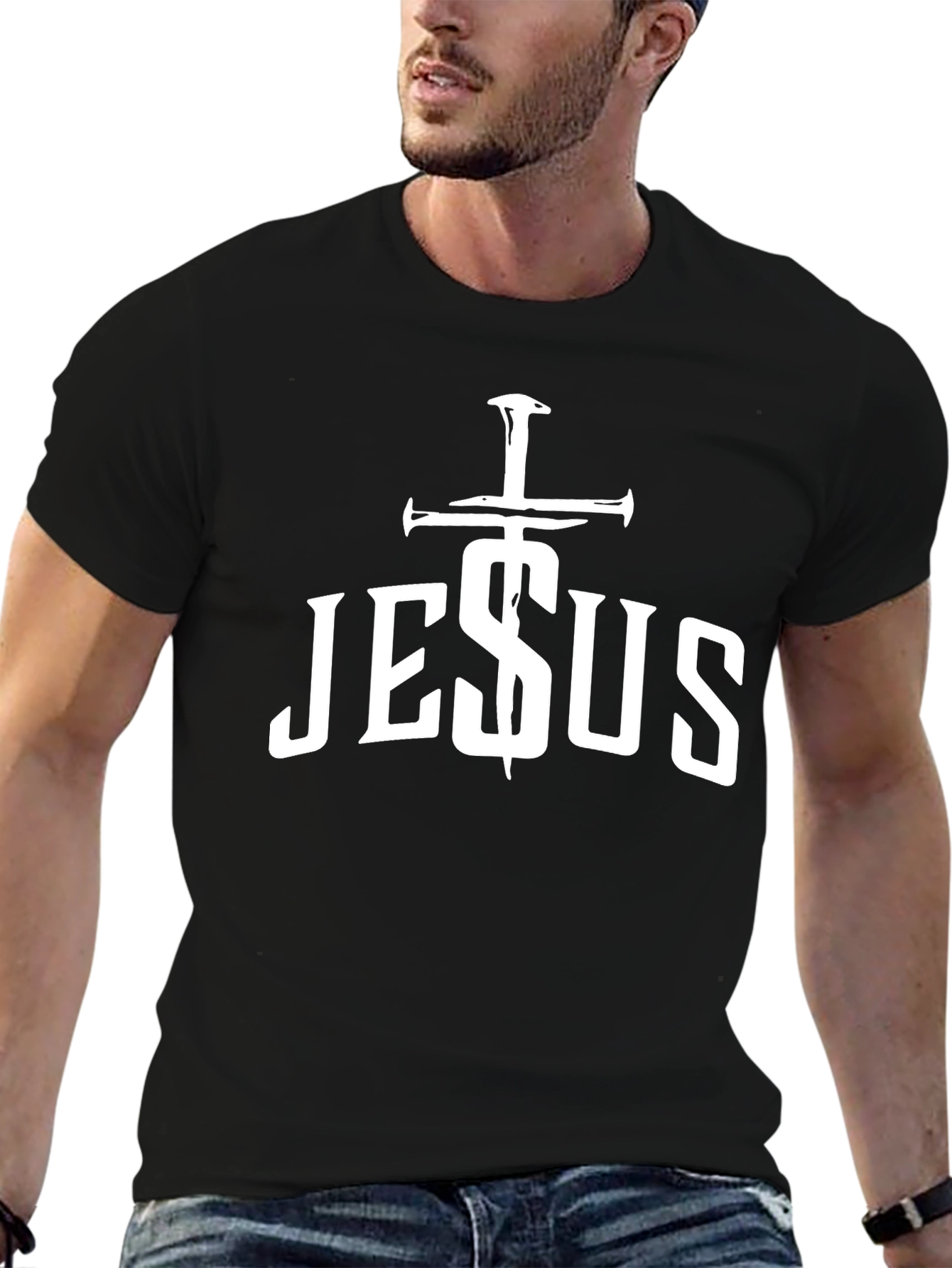 Jesus T-Shirt with Cross - Christian Apparel