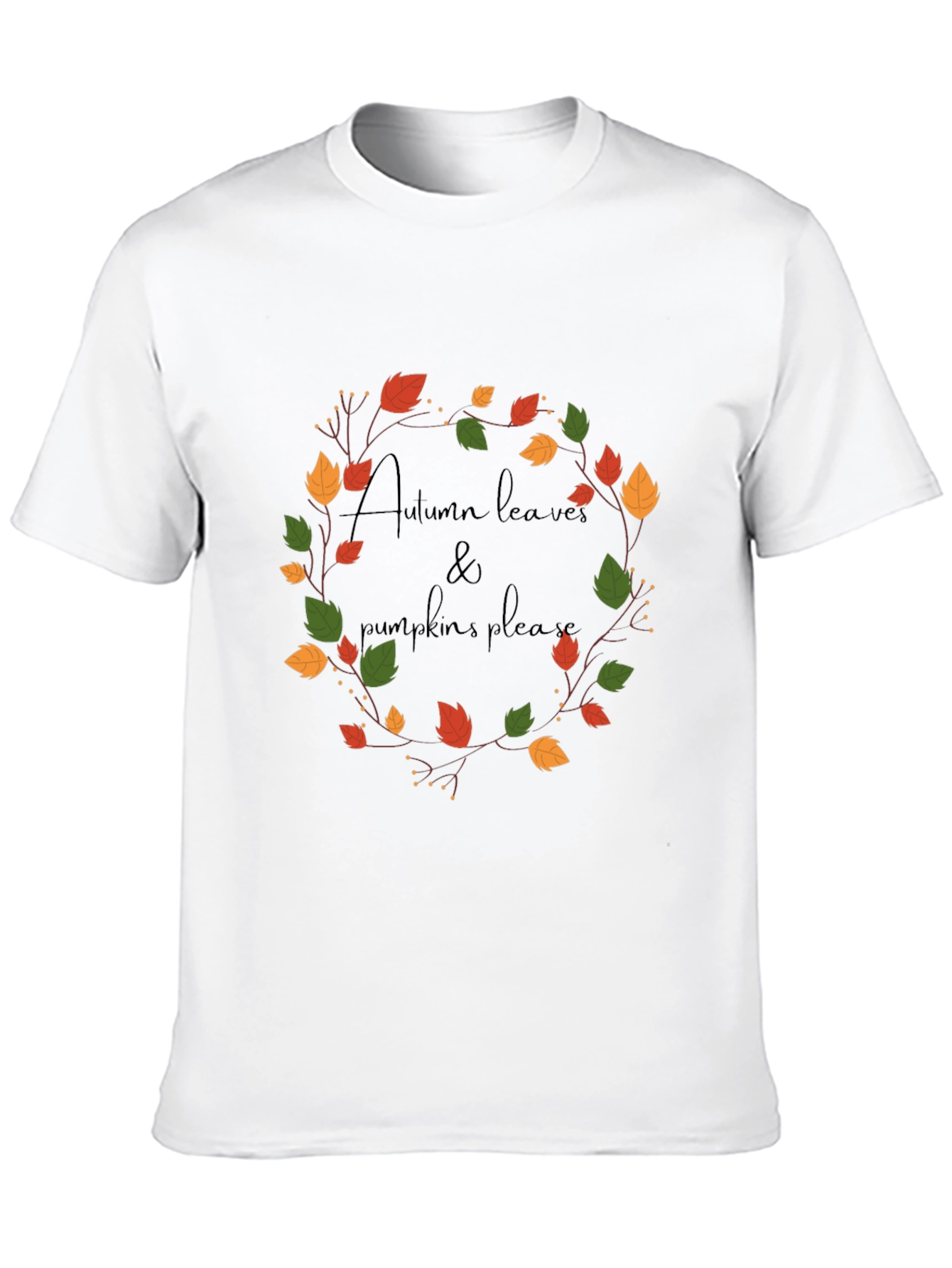 Autumn Leaves & Pumpkins Please Black Graphic Tee