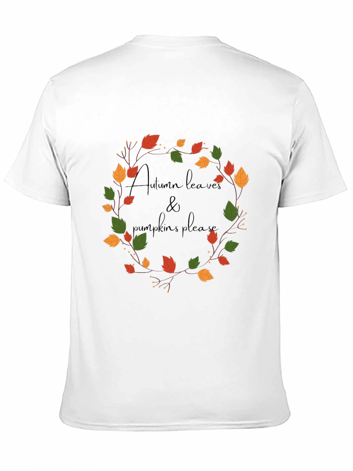 Autumn Leaves & Pumpkins Please Black Graphic Tee