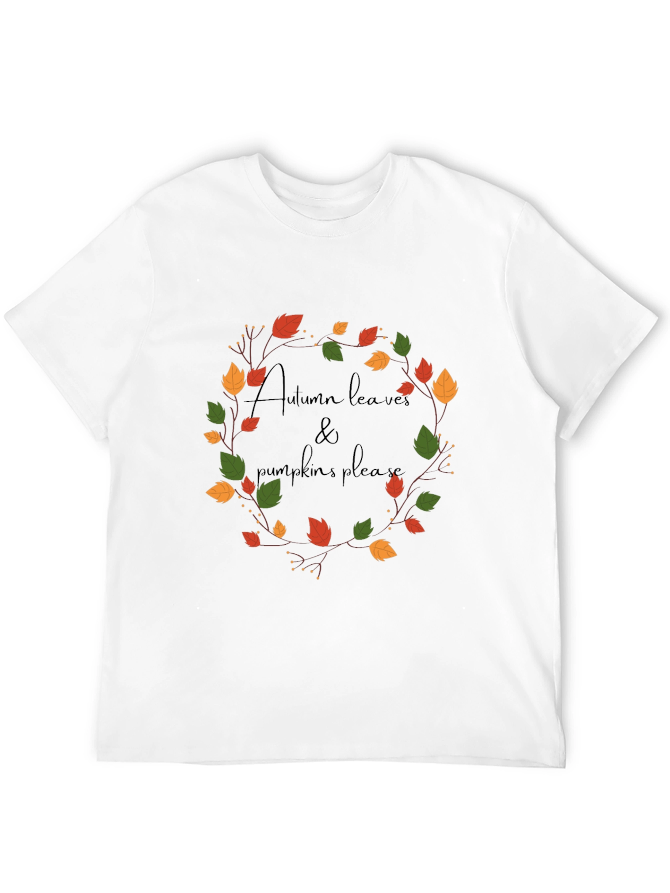 Autumn Leaves & Pumpkins Please Black Graphic Tee