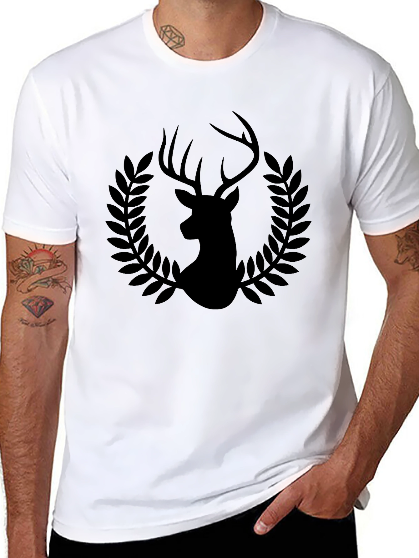 Mens Black Deer Graphic Tee