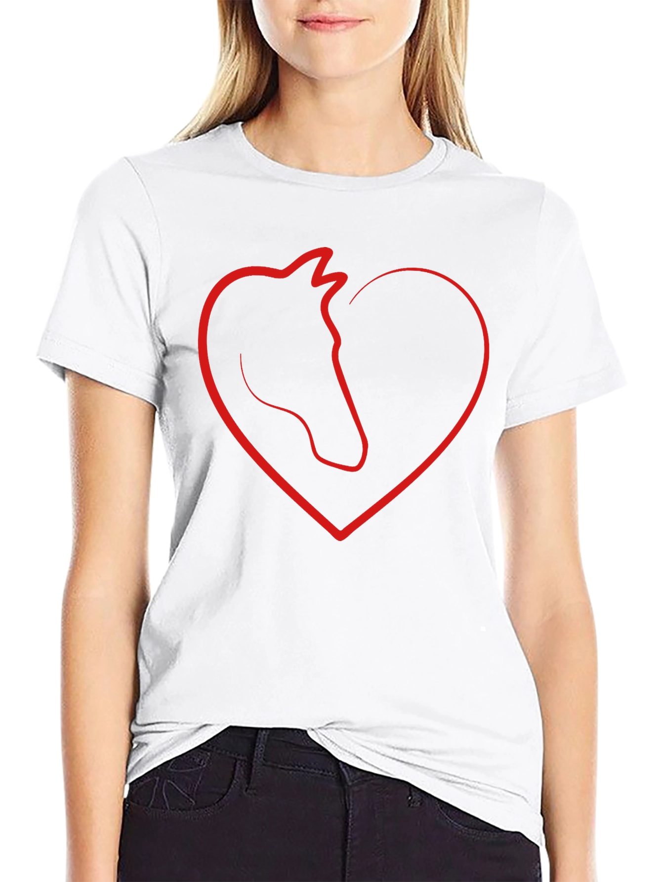 Horse Lover Heart Graphic Tee - Black