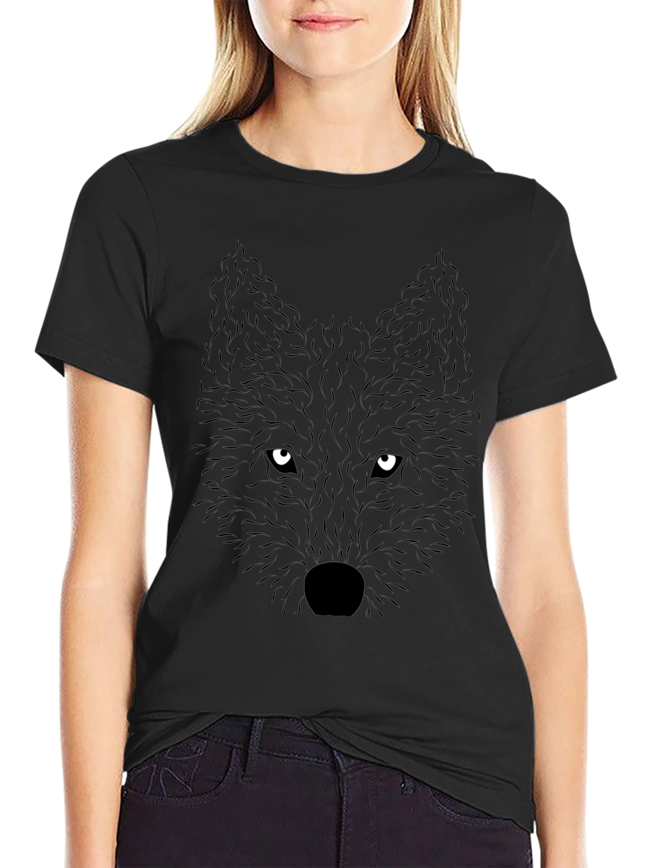 Black Wolf Graphic T-Shirt | Mens Crew Neck Tee