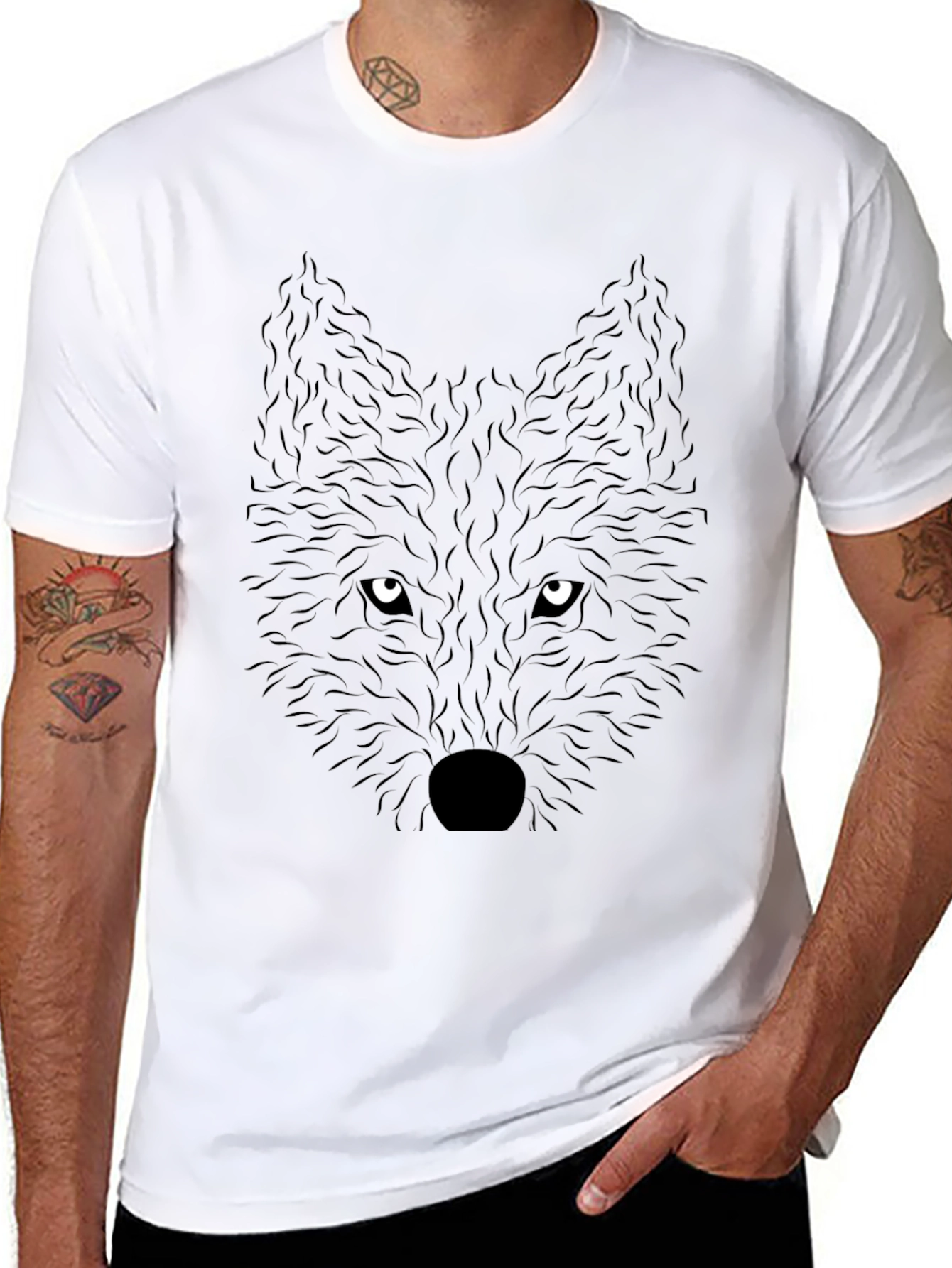 Black Wolf Graphic T-Shirt | Mens Crew Neck Tee