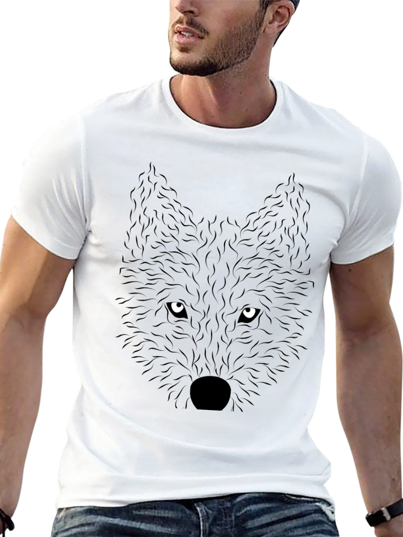 Black Wolf Graphic T-Shirt | Mens Crew Neck Tee