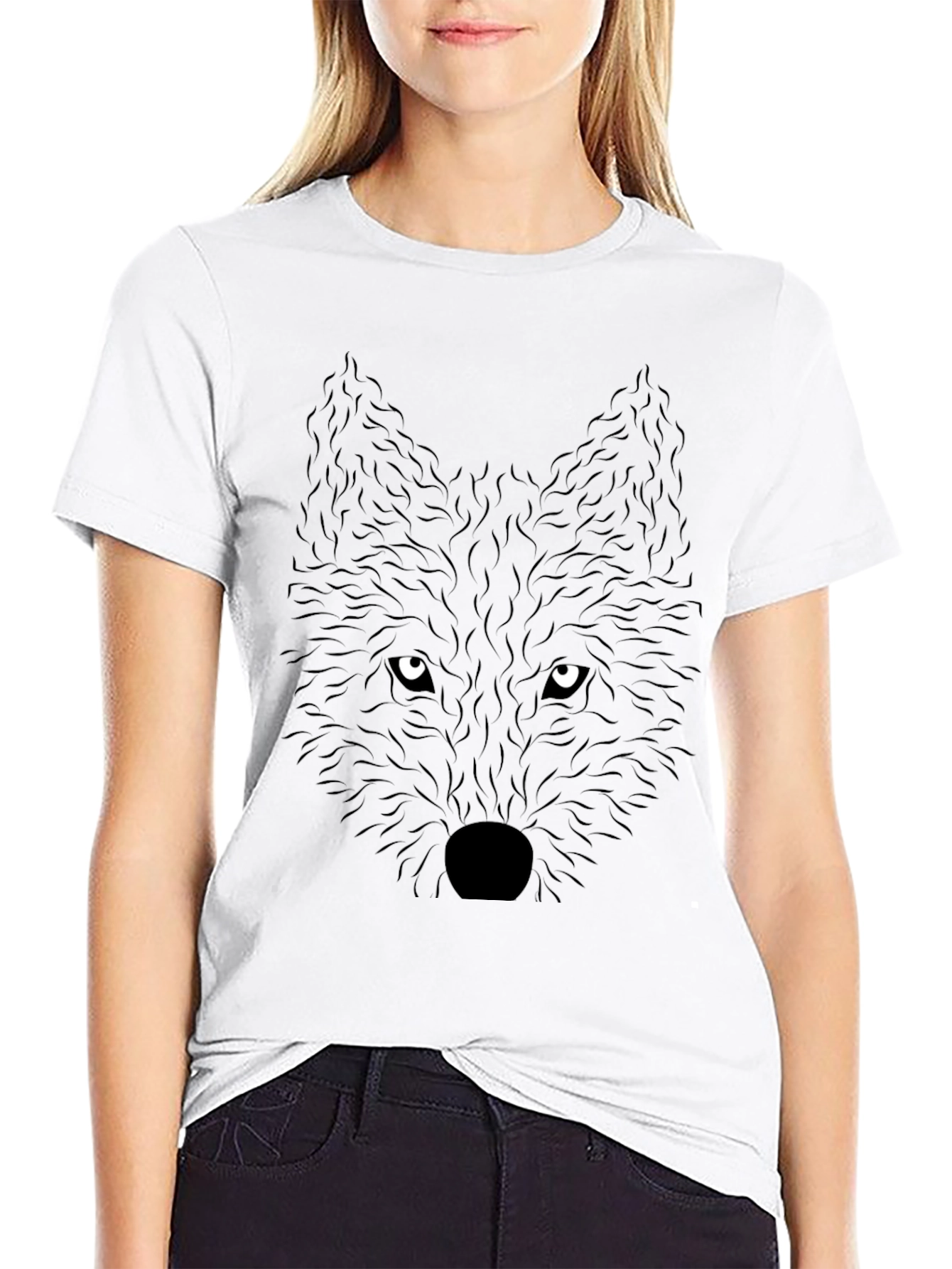 Black Wolf Graphic T-Shirt | Mens Crew Neck Tee