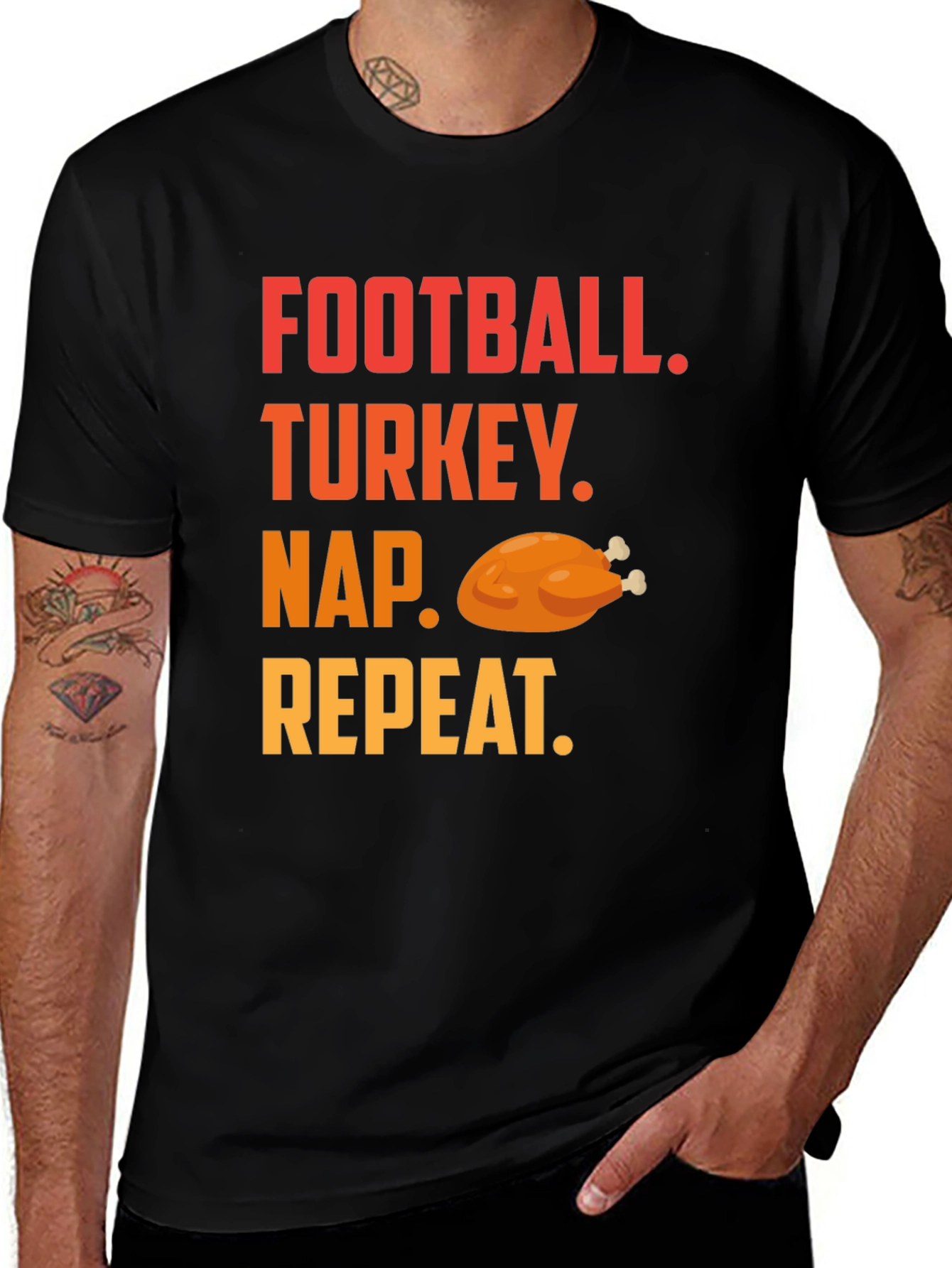 Football Turkey Nap Repeat Thanksgiving T-Shirt