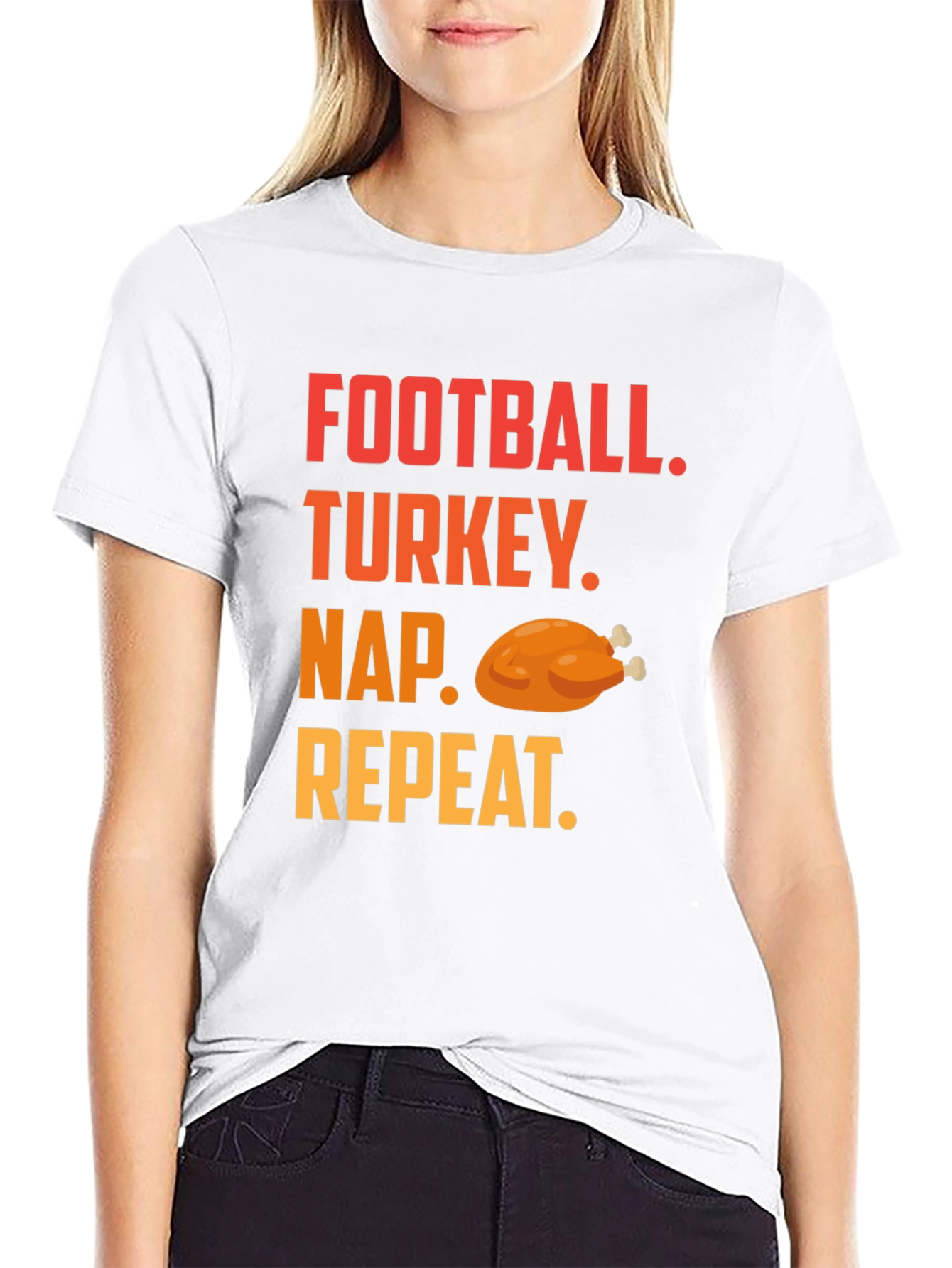 Football Turkey Nap Repeat Thanksgiving T-Shirt