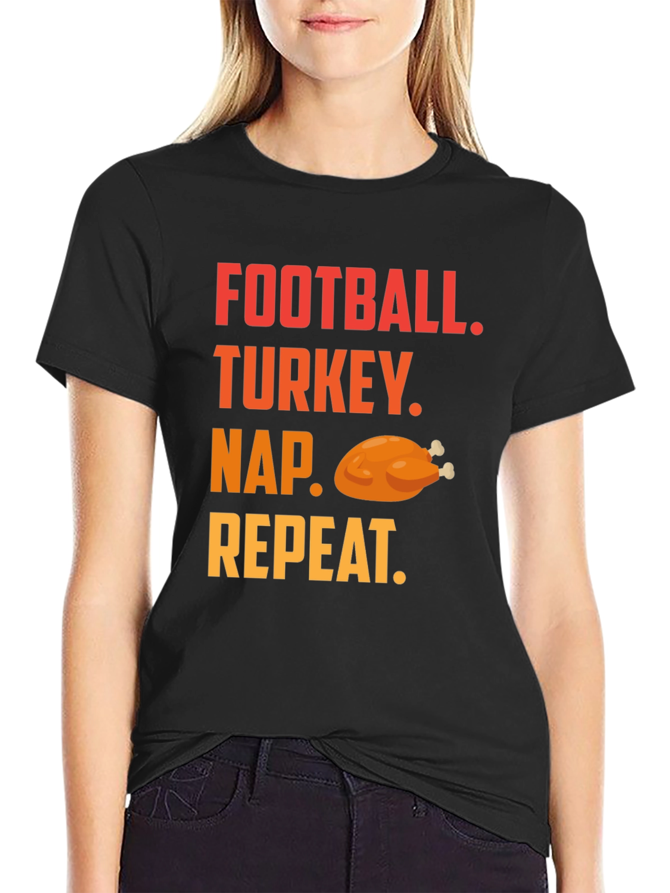 Football Turkey Nap Repeat Thanksgiving T-Shirt