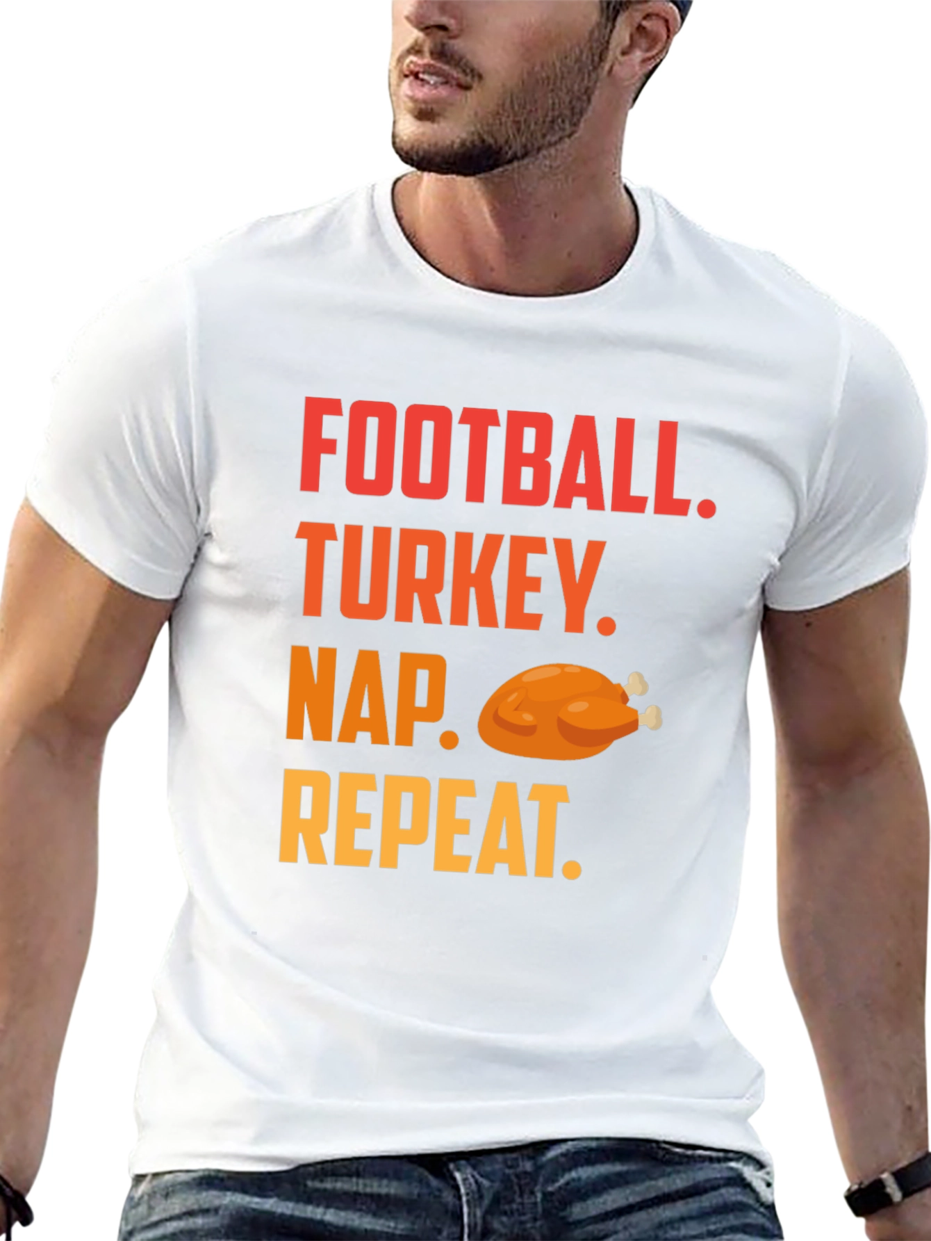 Football Turkey Nap Repeat Thanksgiving T-Shirt