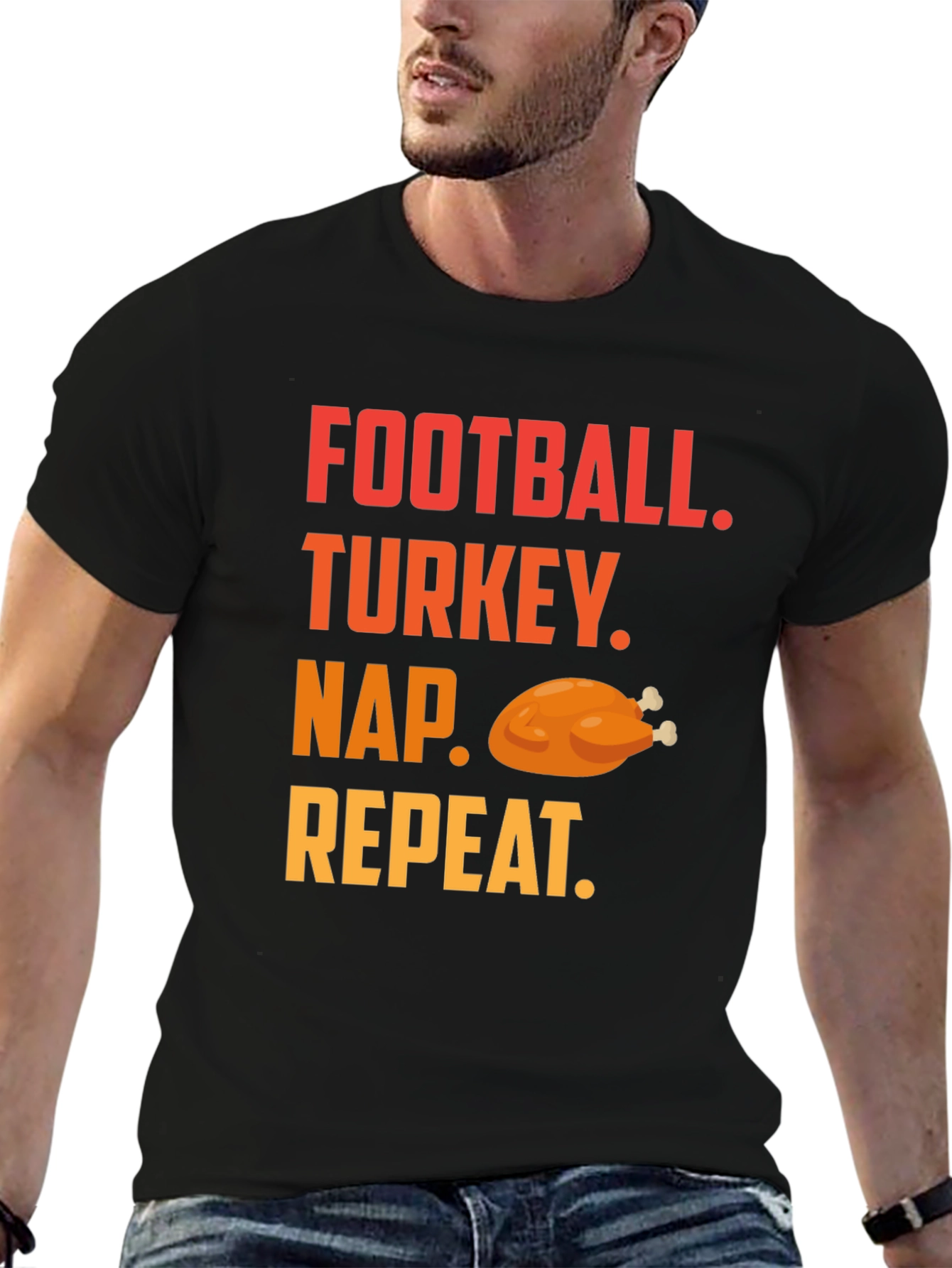 Football Turkey Nap Repeat Thanksgiving T-Shirt