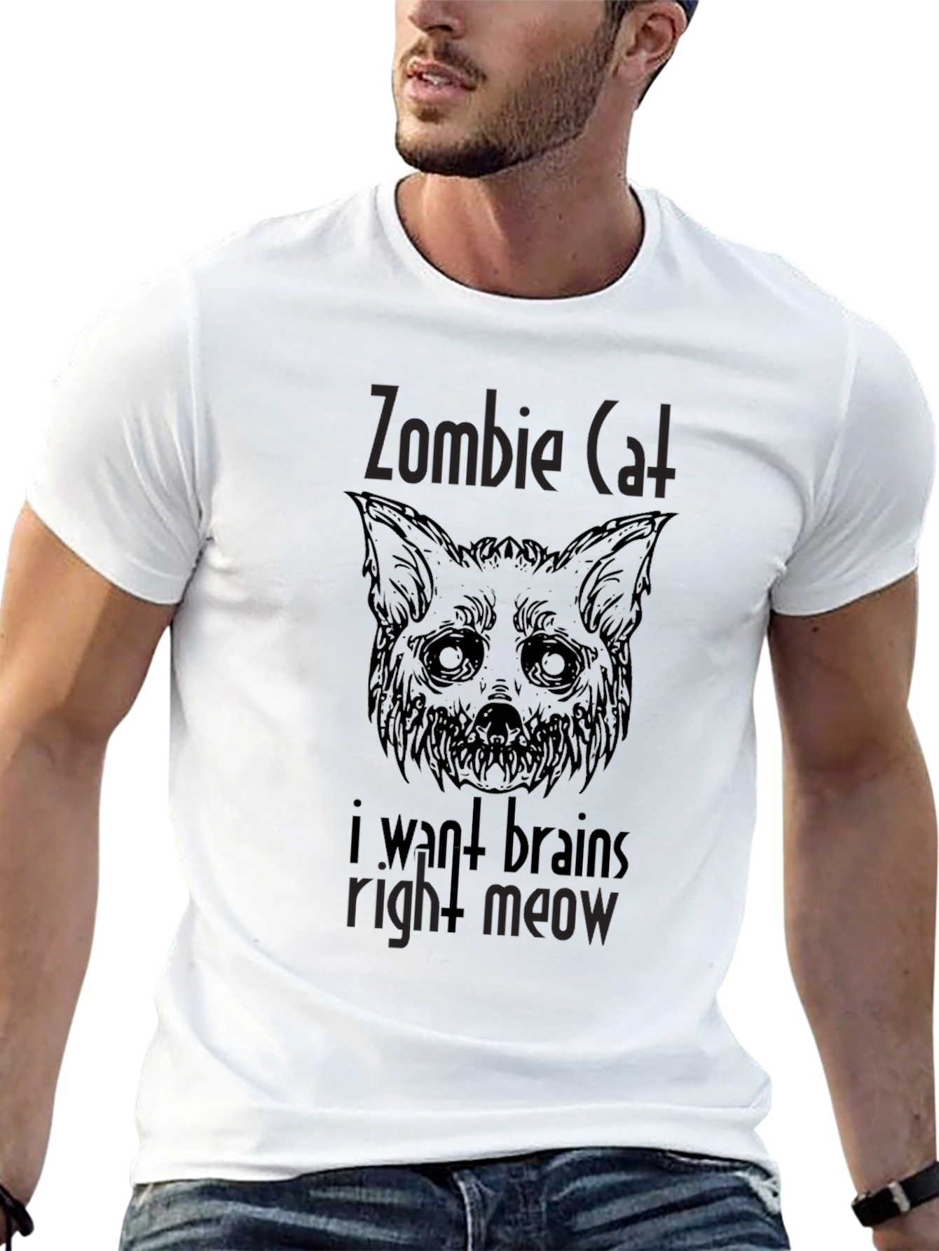 Zombie Cat Brains Mens T-Shirt