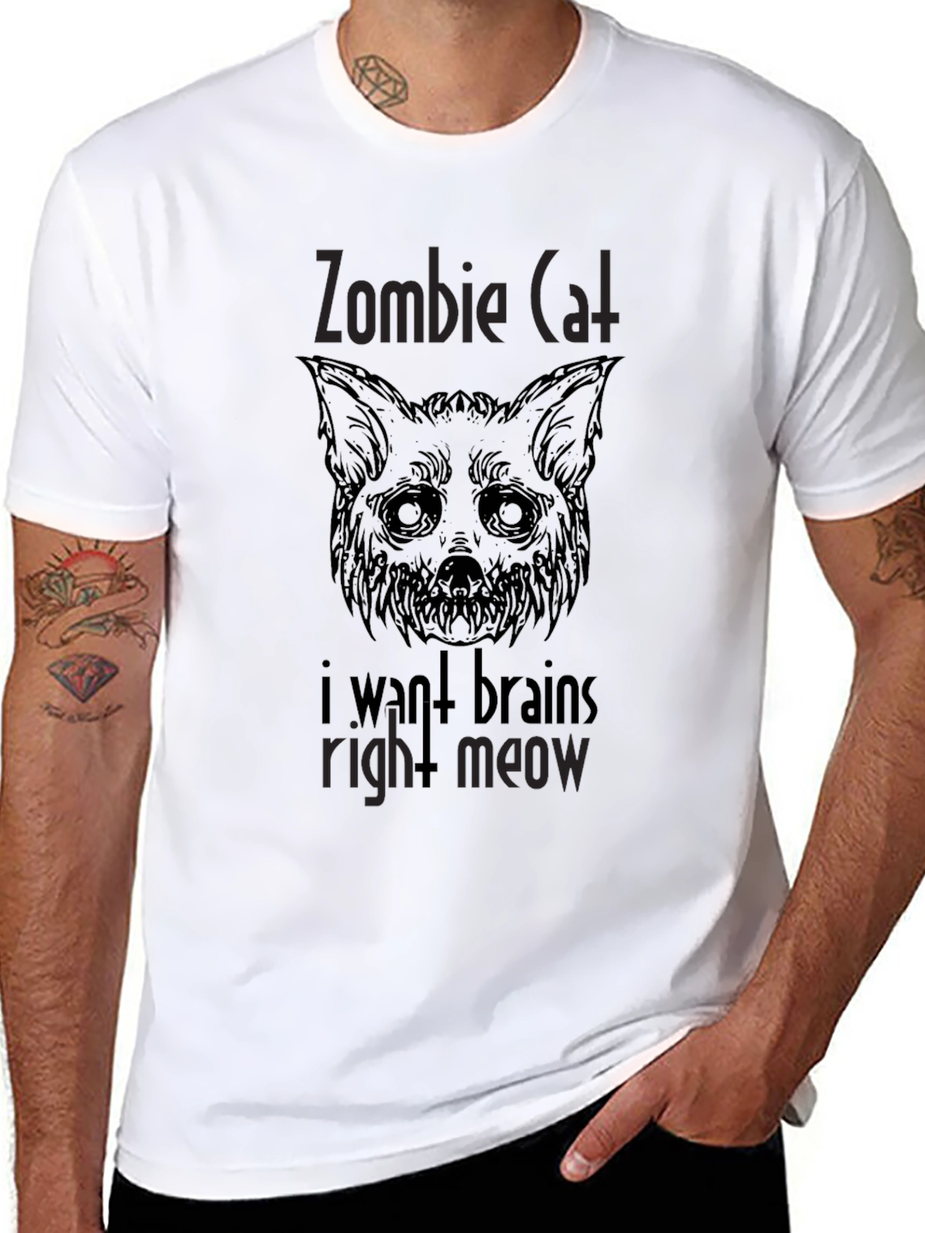 Zombie Cat Brains Mens T-Shirt