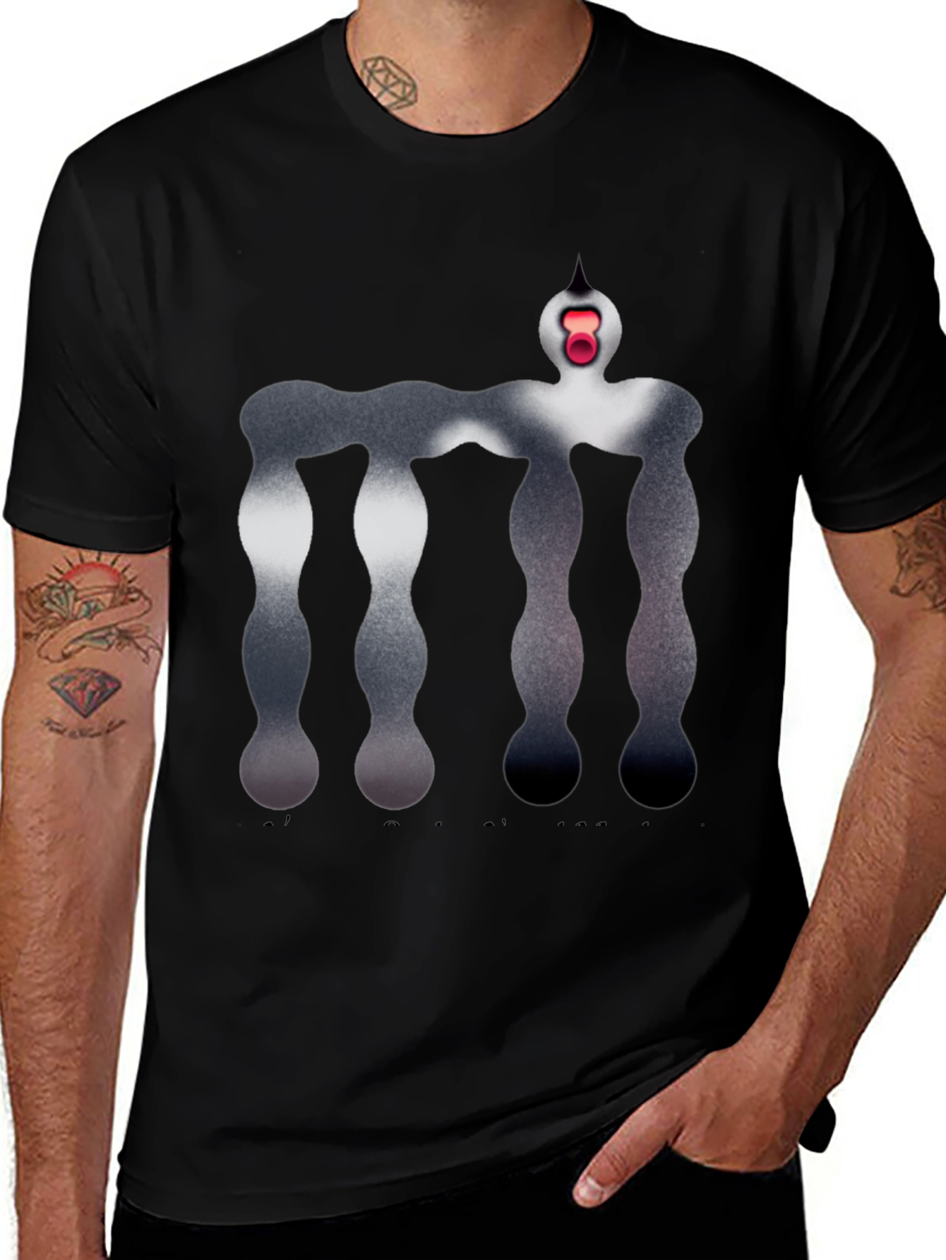 Abstract Figure Graphic Black T-Shirt
