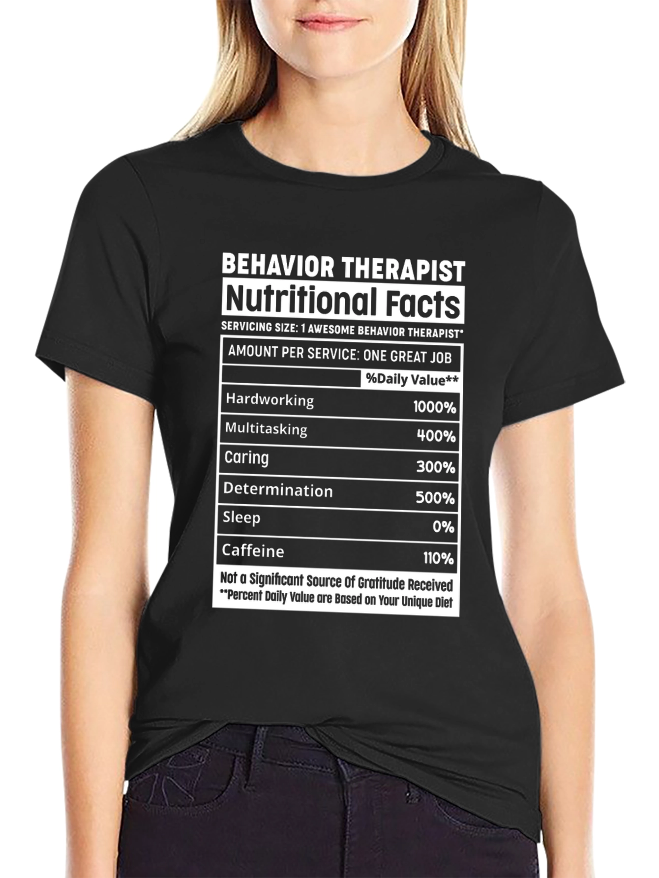 Behavior Therapist Nutritional Facts Graphic T-Shirt