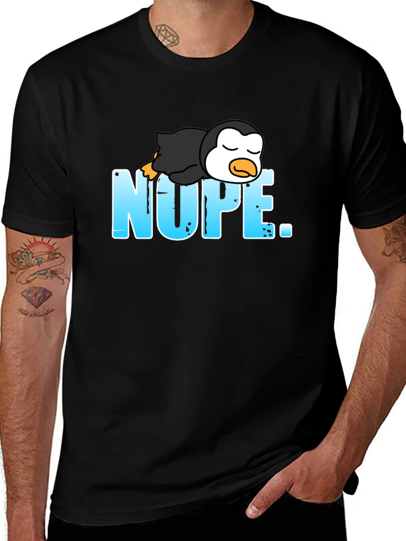 Nope Penguin Graphic T-Shirt