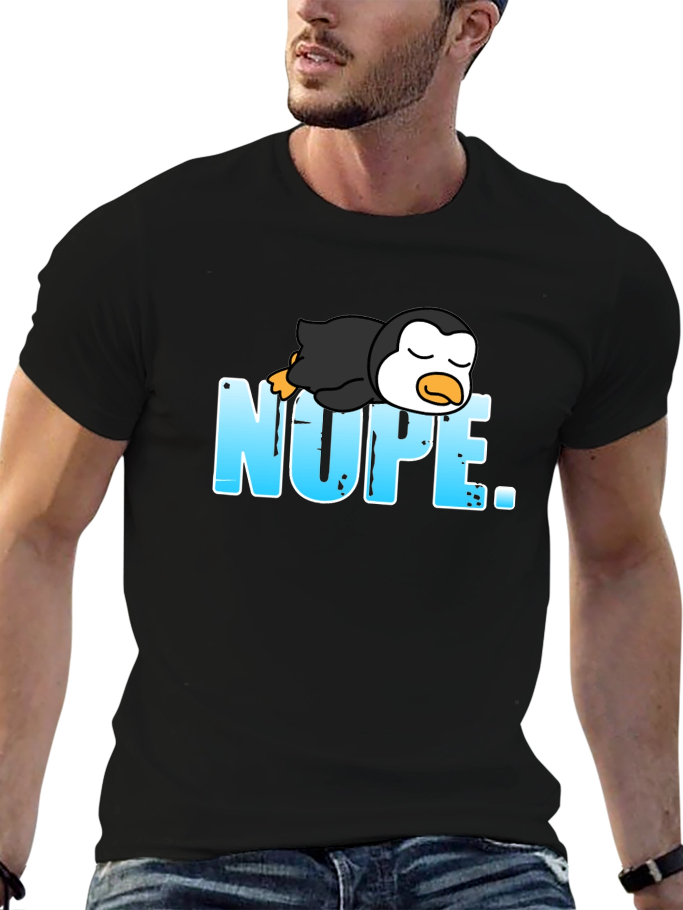 Nope Penguin Graphic T-Shirt