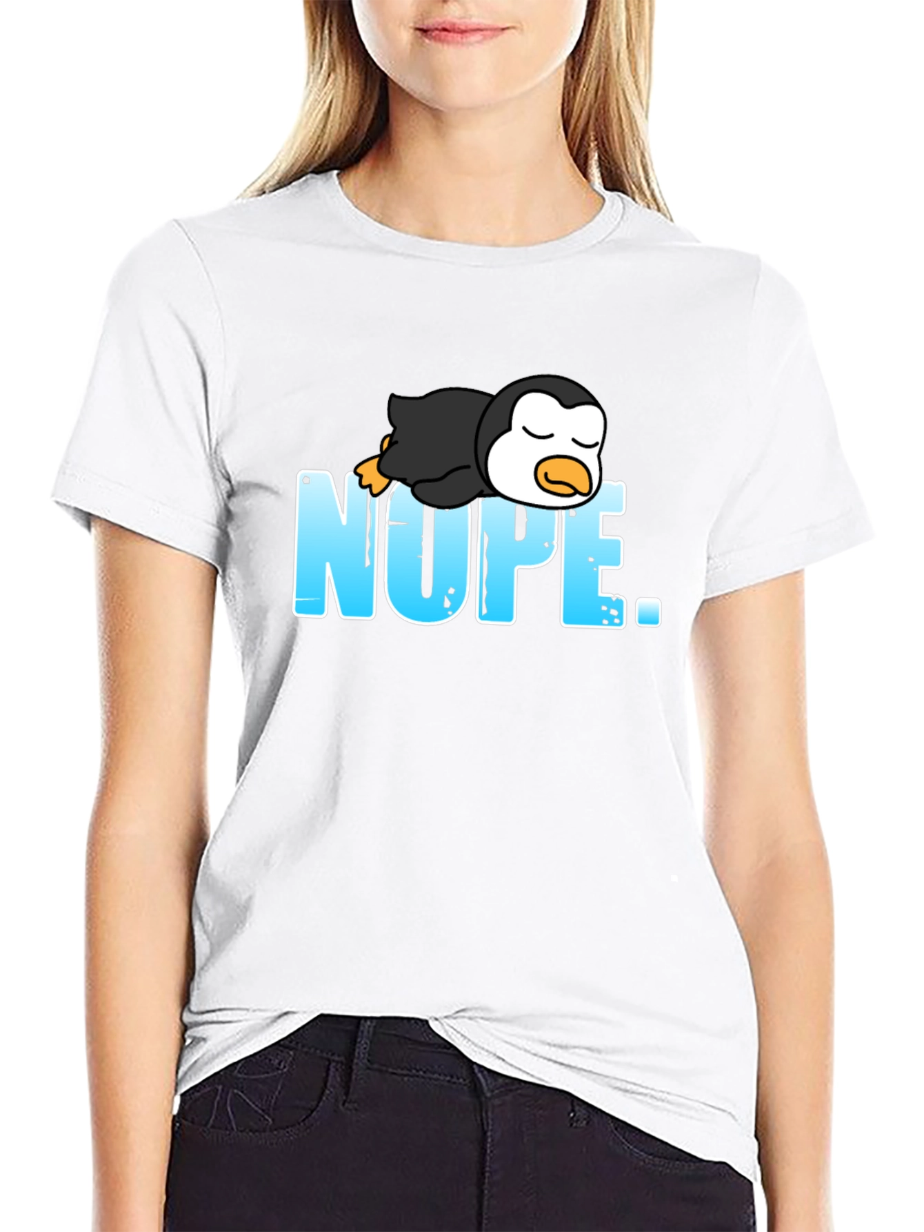 Nope Penguin Graphic T-Shirt