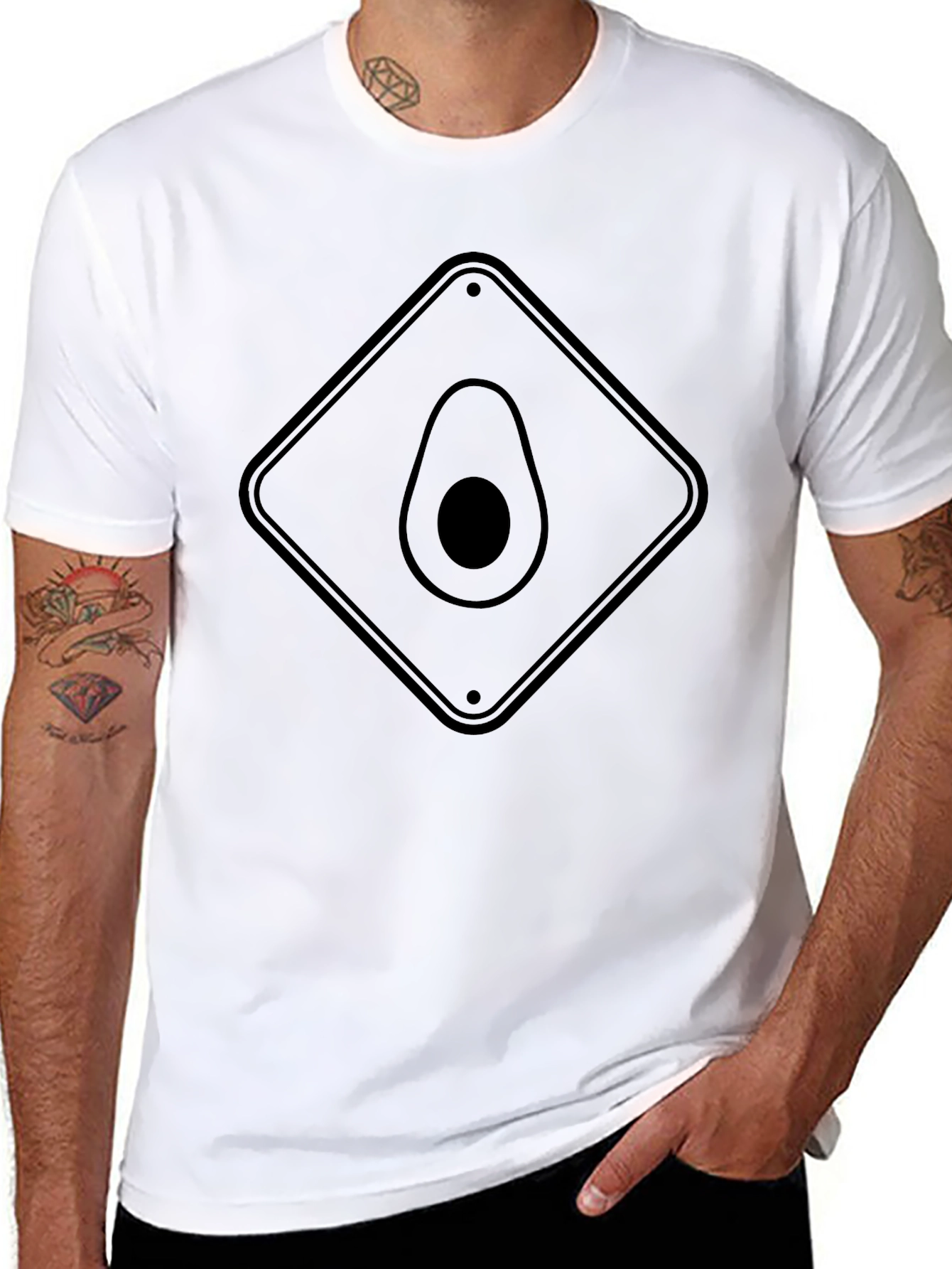 Avocado Crossing T-Shirt - Black Novelty Fruit Tee
