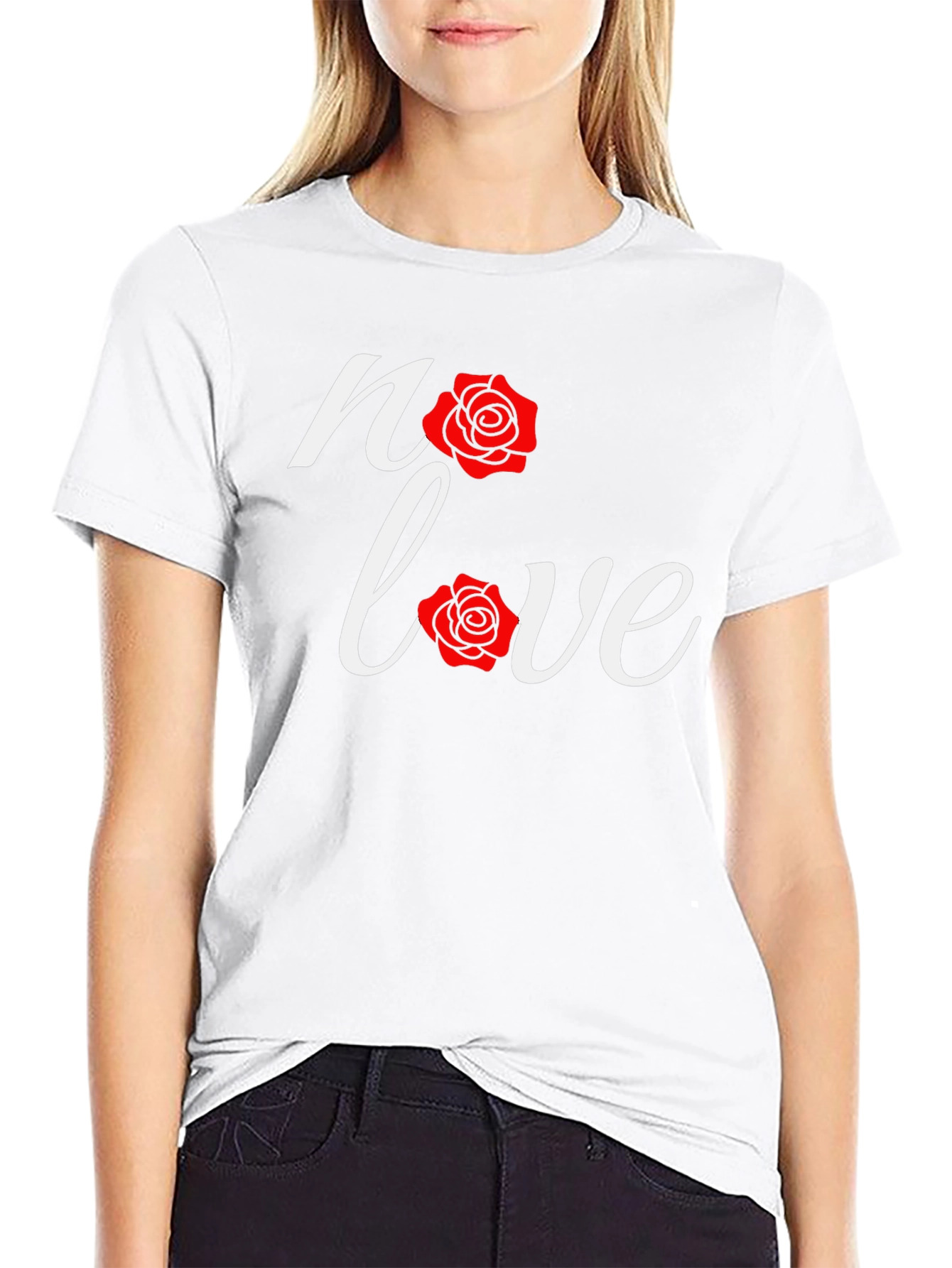 No Love Rose Graphic Black T-Shirt