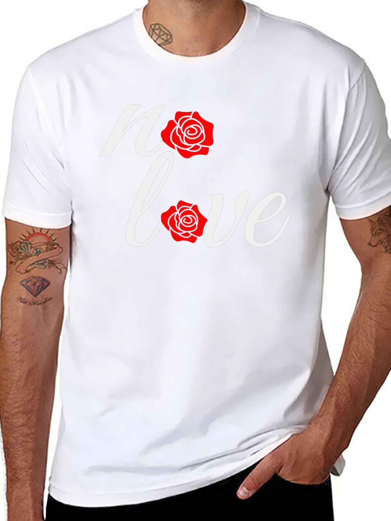 No Love Rose Graphic Black T-Shirt